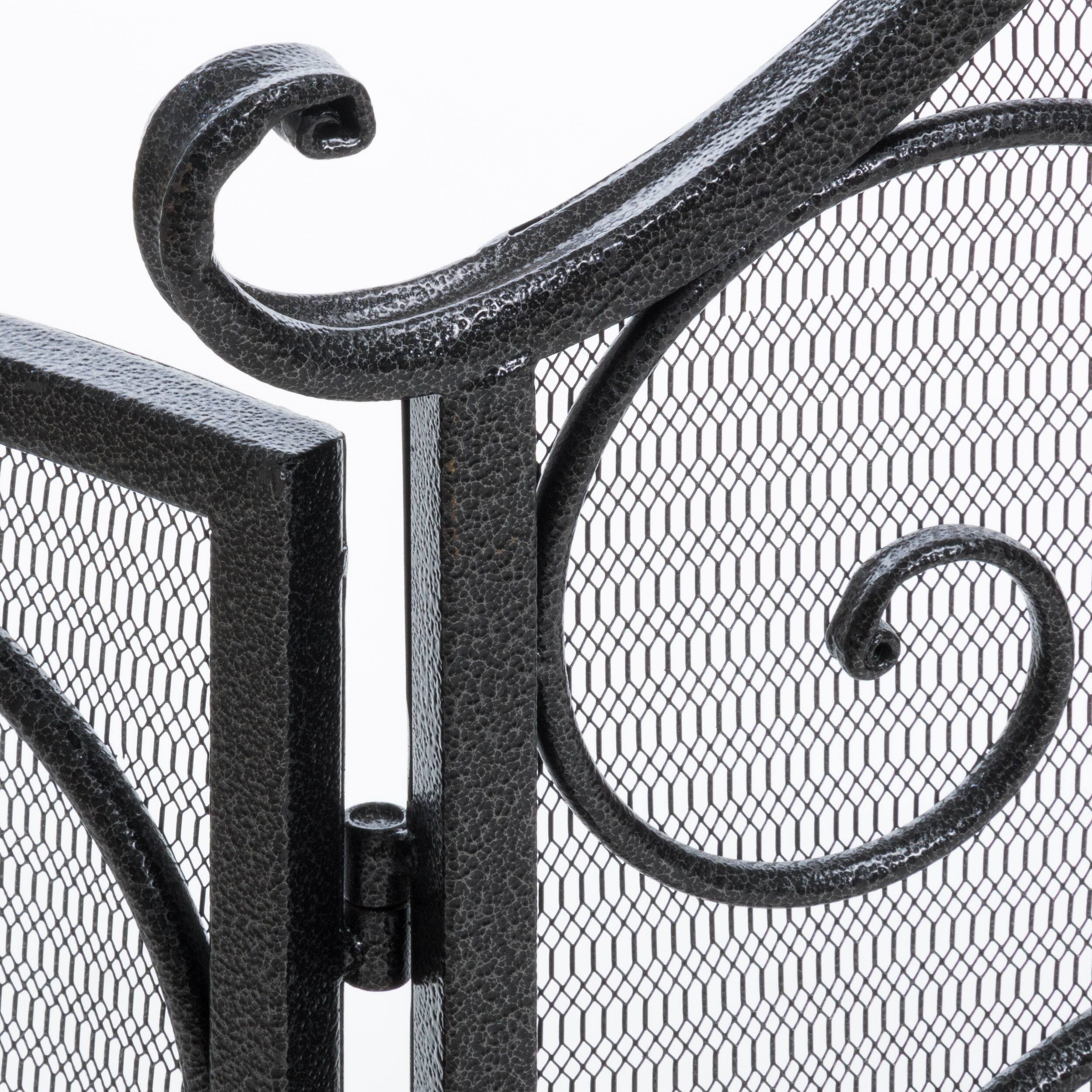 Back. APRILSOUL - Minimalist Single Panel Iron Fireplace Screen with Diamond Design in Black - Black.