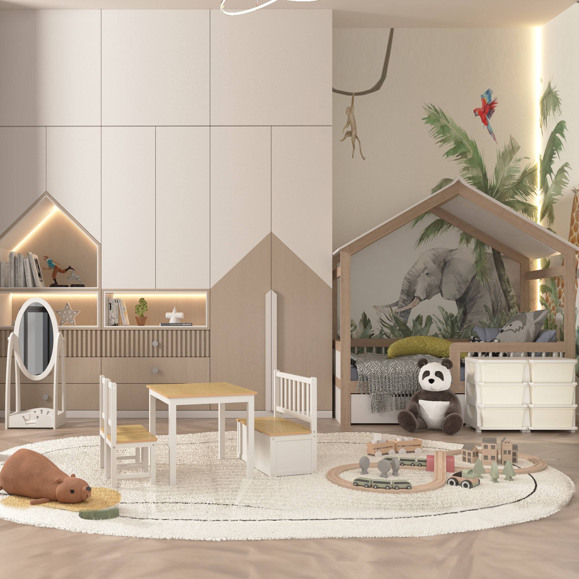 Alt View 5. Qaba - 3 Tier Kids Storage Unit, 6 Drawer Chest Toy Organizer, Plastic Bins, Bedroom, Nursery, Living Room, Toddlers - Cream White.