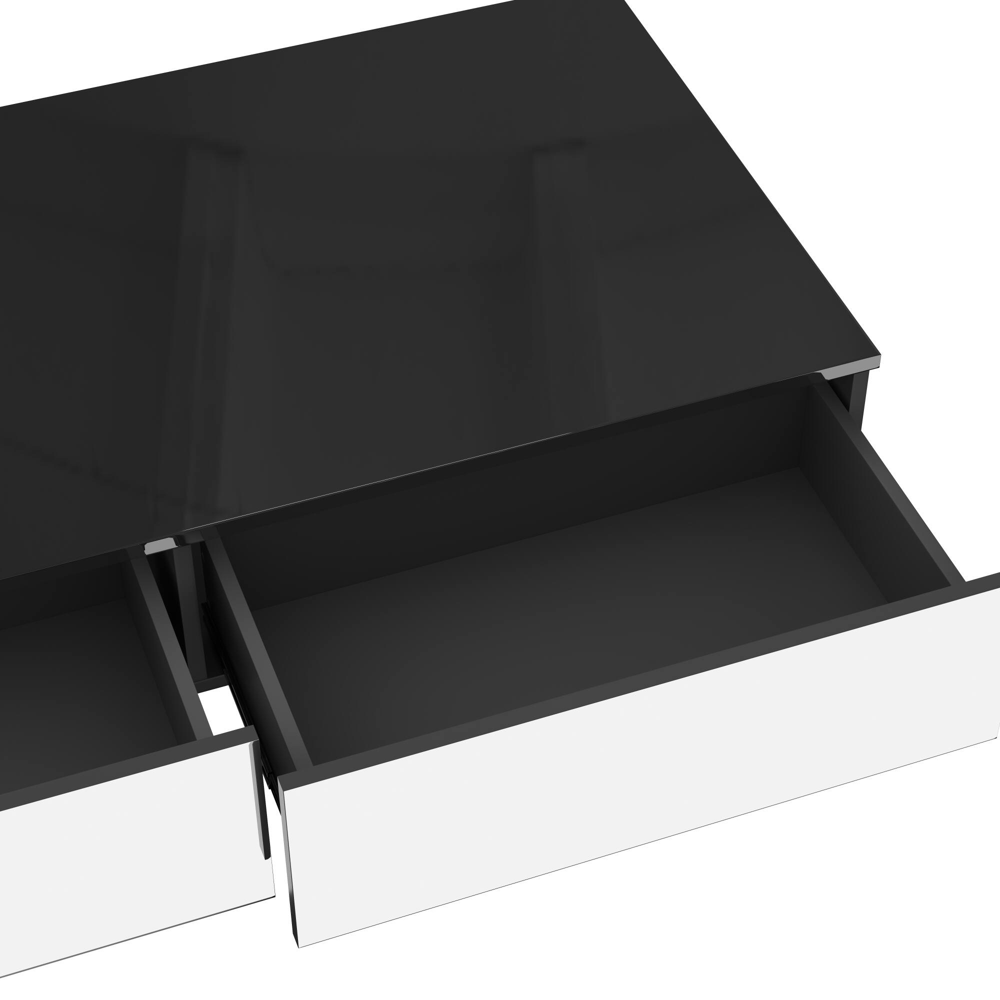 Alt View 10. GOODSILO - Modern Rectangular Coffee Table with Mirrored Finish and Hidden Storage Drawers for Living Room - Black.
