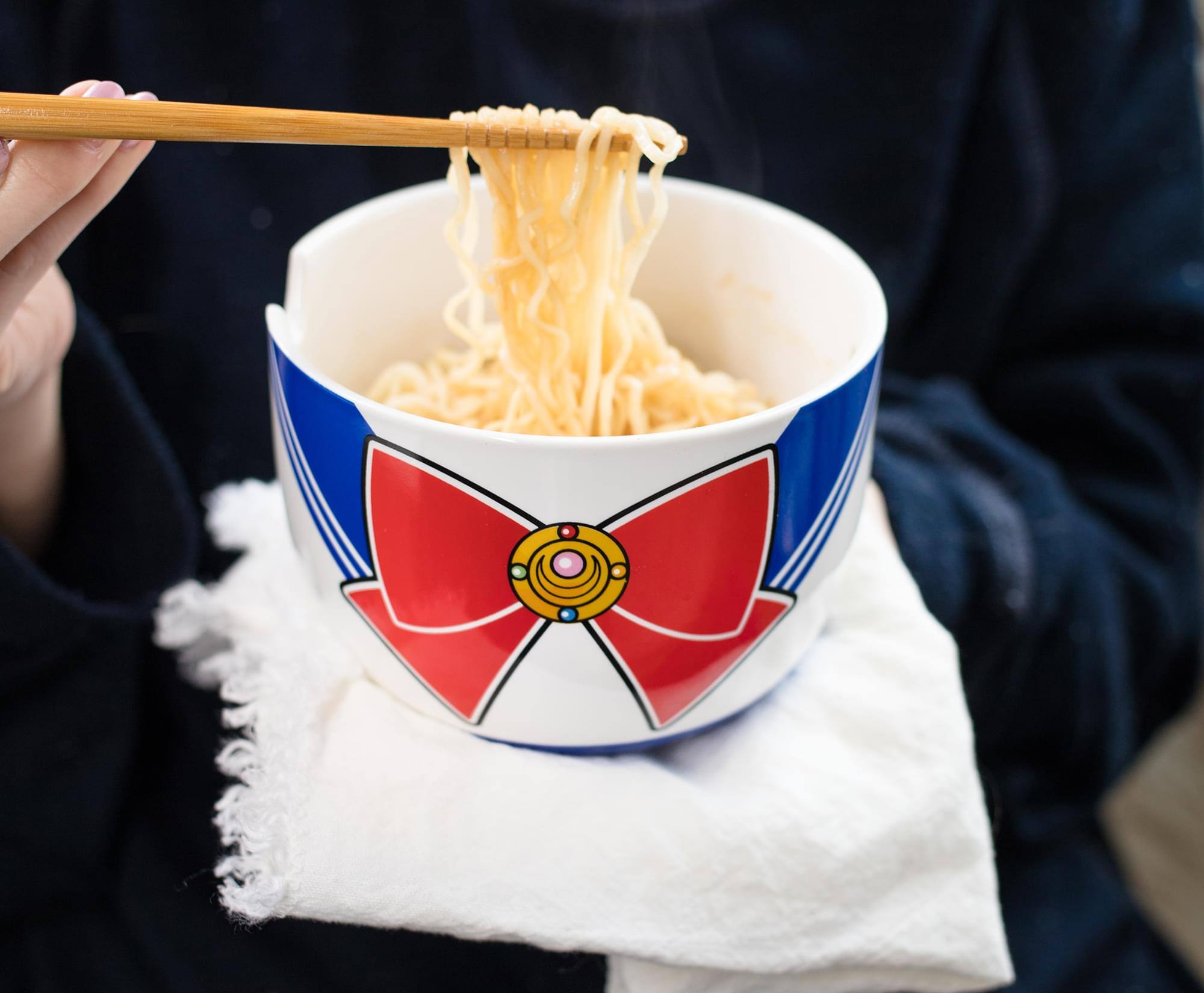 Alt View 3. Just Funky - Sailor Moon Japanese Dinnerware Set | 16-Ounce Ramen Bowl, Chopsticks - Blue.