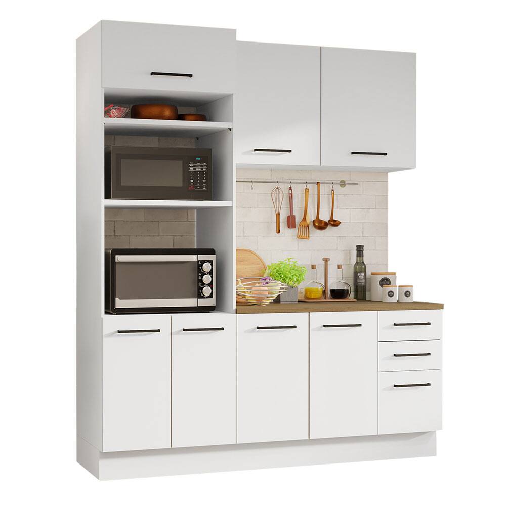 Front. Madesa - Madesa Hazel Kitchen Storage Set with Pantry Cabinet Wall Cabinet Base Cabinet 74"L - White - White.