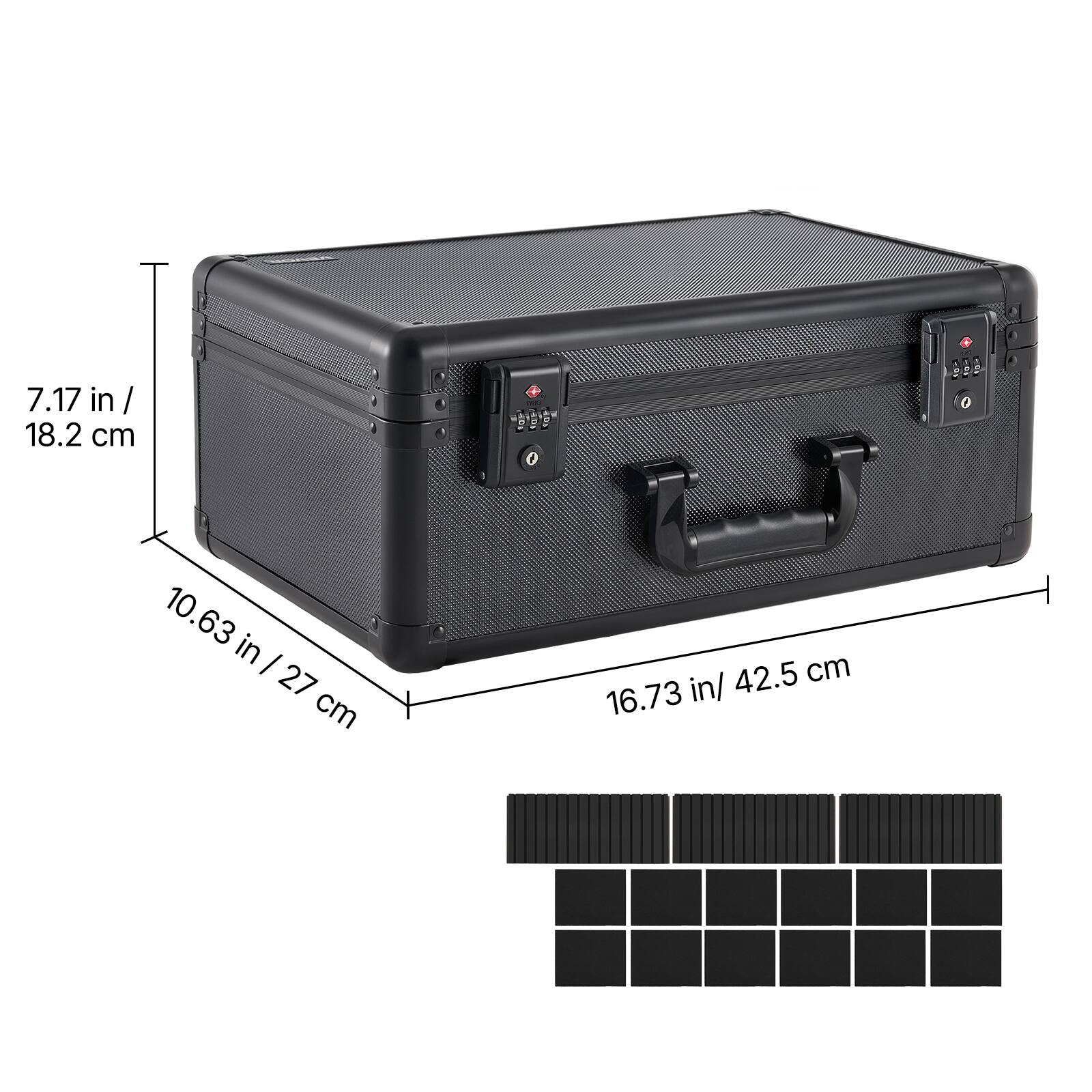 7.17 in / 18.2 cm  
10.63 in / 27 cm  
16.73 in / 42.5 cm