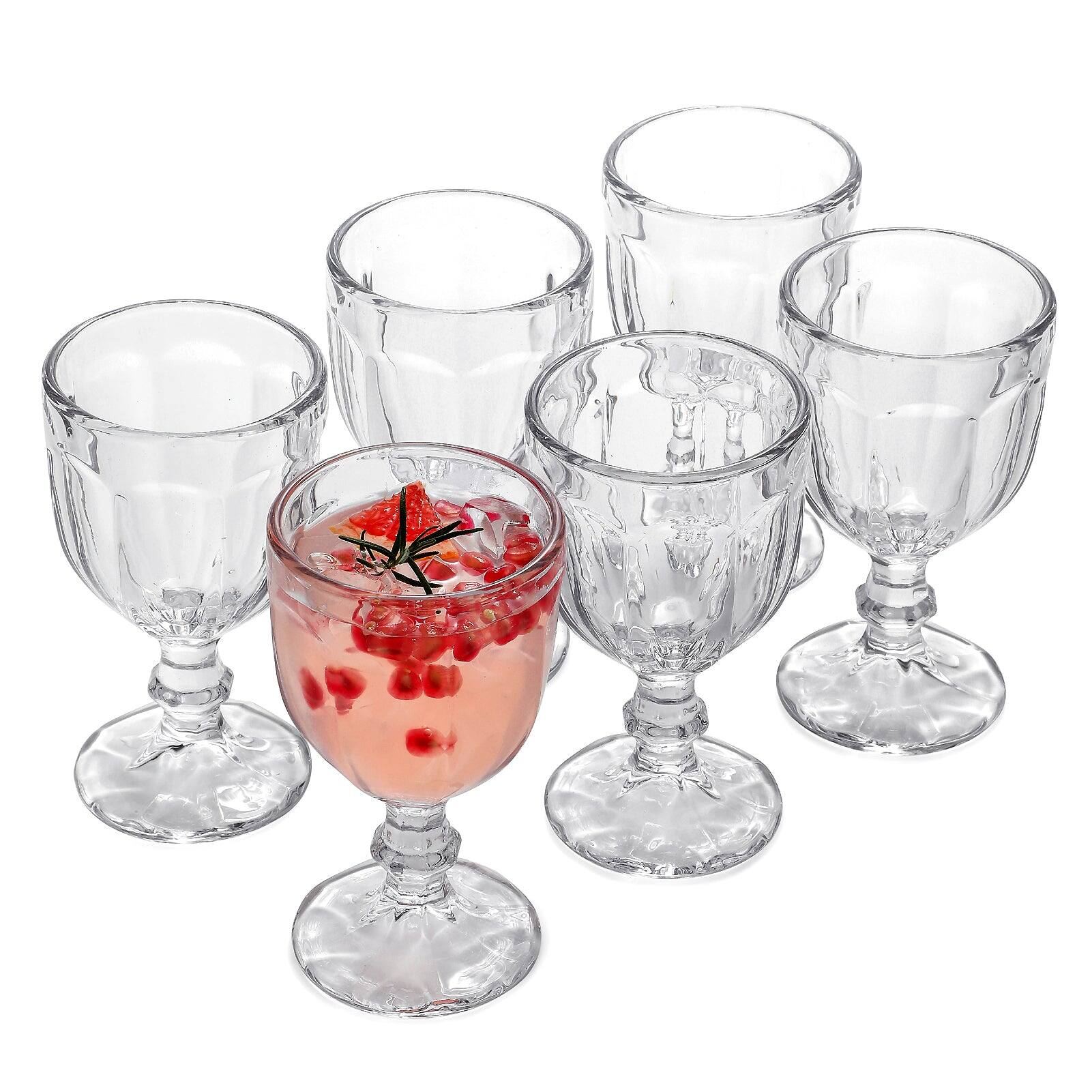 Front. BreeBe - Vintage Embossed Glass Goblet (10.2 oz. set of 6) - Clear.
