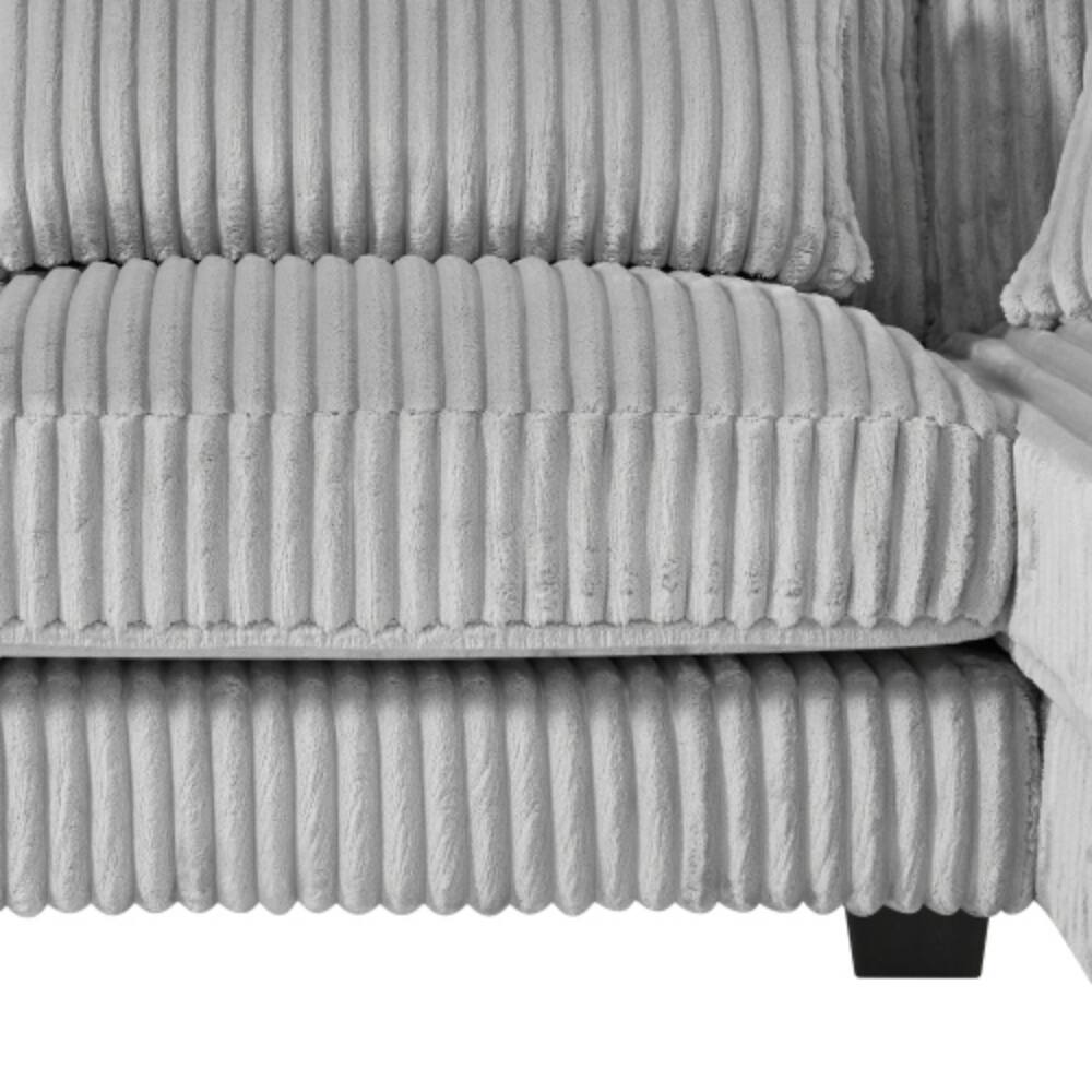 Alt View 7. LUCKY ONE - 129" Oversized U-Shaped Corduroy Sectional Sofa w/ Chaise Lounge & 7 Pillows - Grey.