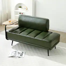 GOODSILO - Modern Upholstered Bench with Swivel Tray and Side Table for Bedroom and Living Room - Green