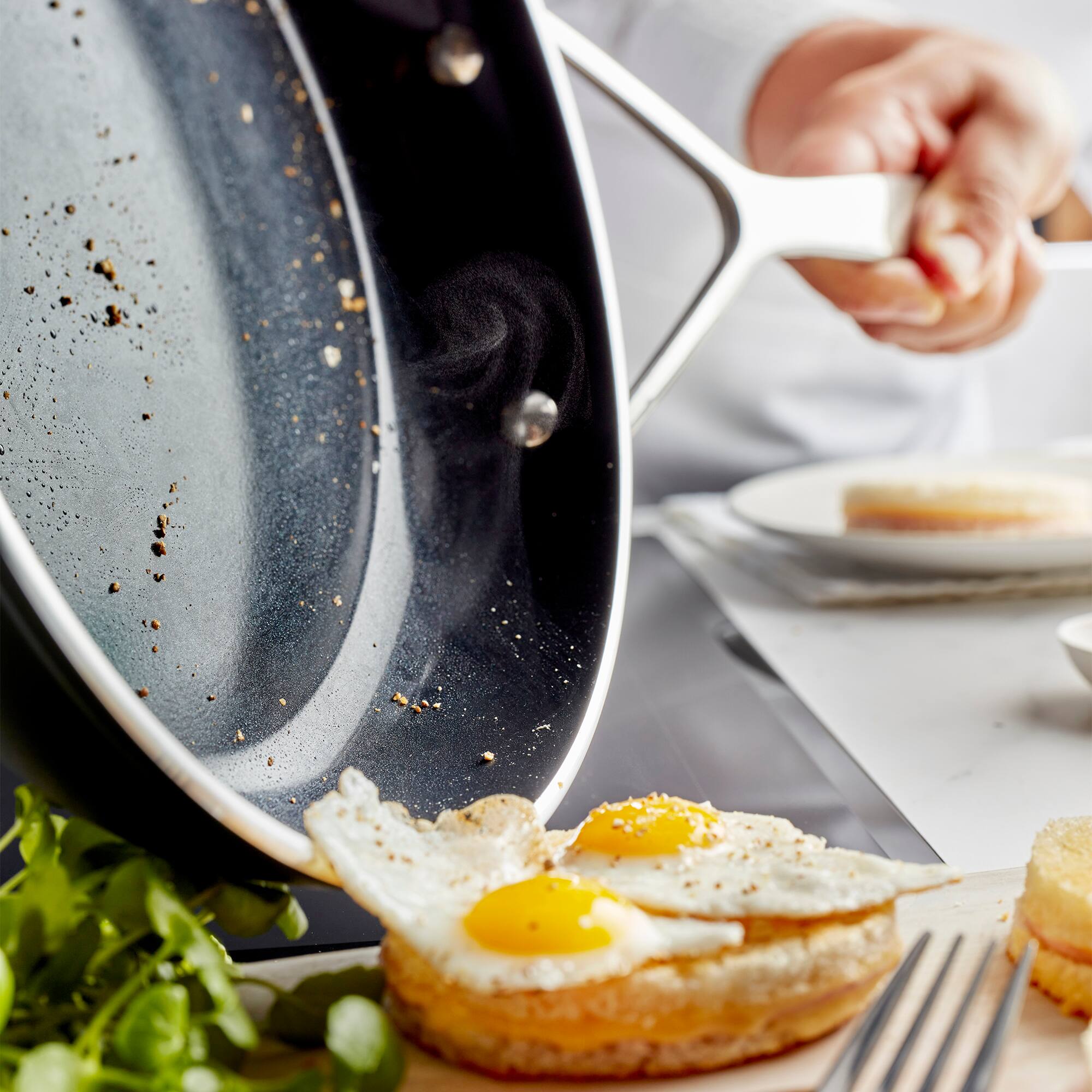 Alt View 2. Demeyere - Demeyere AluPro Ceramic 12-inch Aluminum Nonstick Fry Pan - Black.