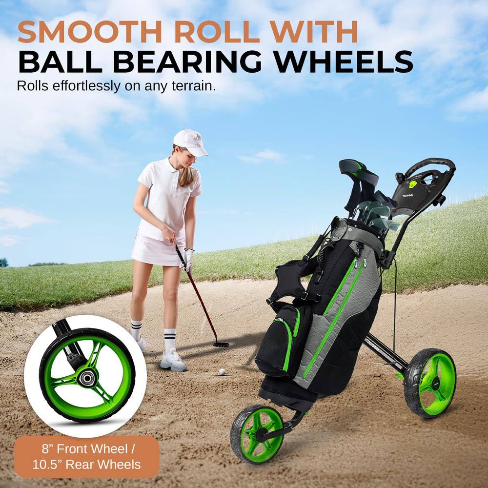 SMOOTH ROLL WITH BALL BEARING WHEELS  
Rolls effortlessly on any terrain.  

8" Front Wheel / 10.5" Rear Wheels