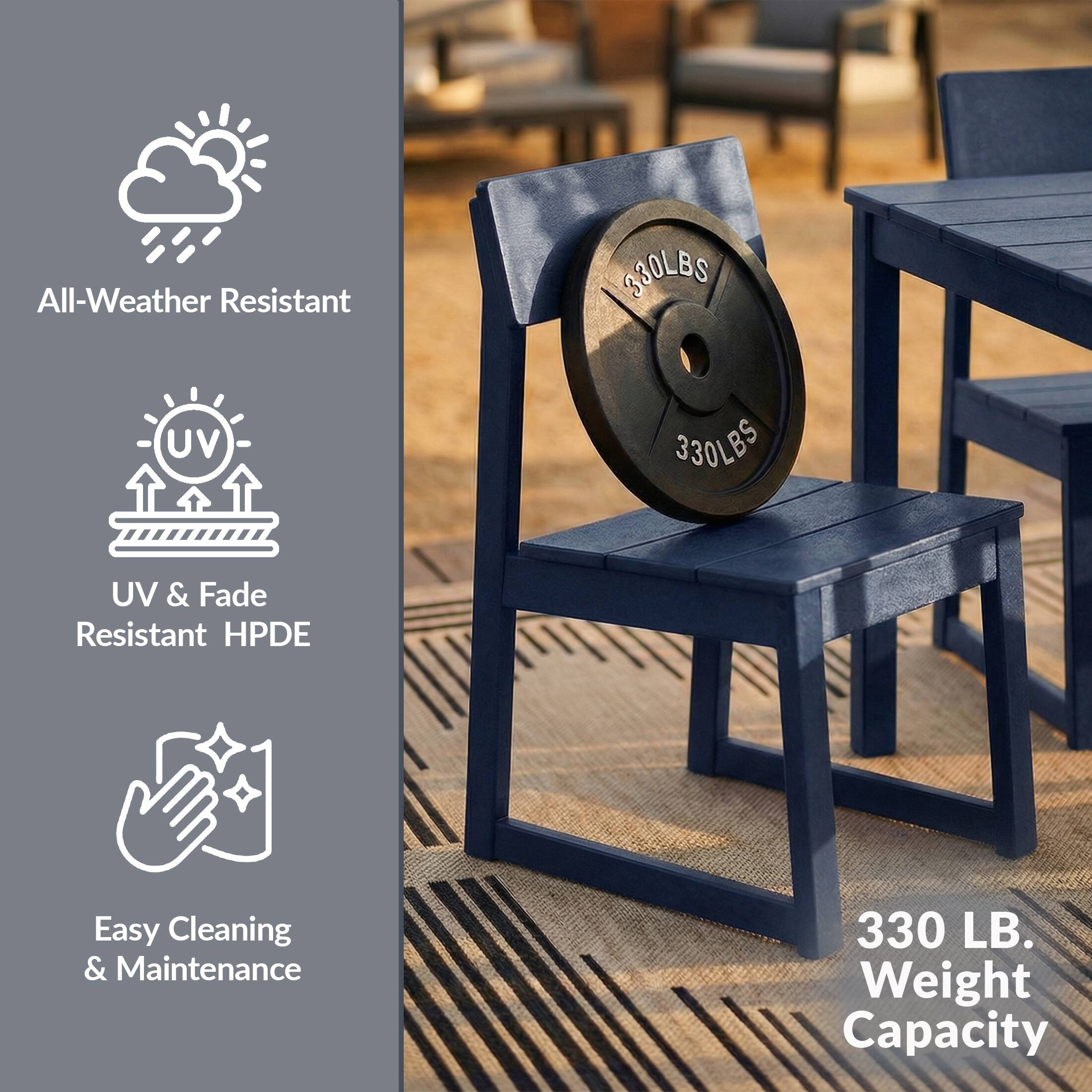All-Weather Resistant  
UV & Fade Resistant HPDE  
Easy Cleaning & Maintenance  
330 LB. Weight Capacity