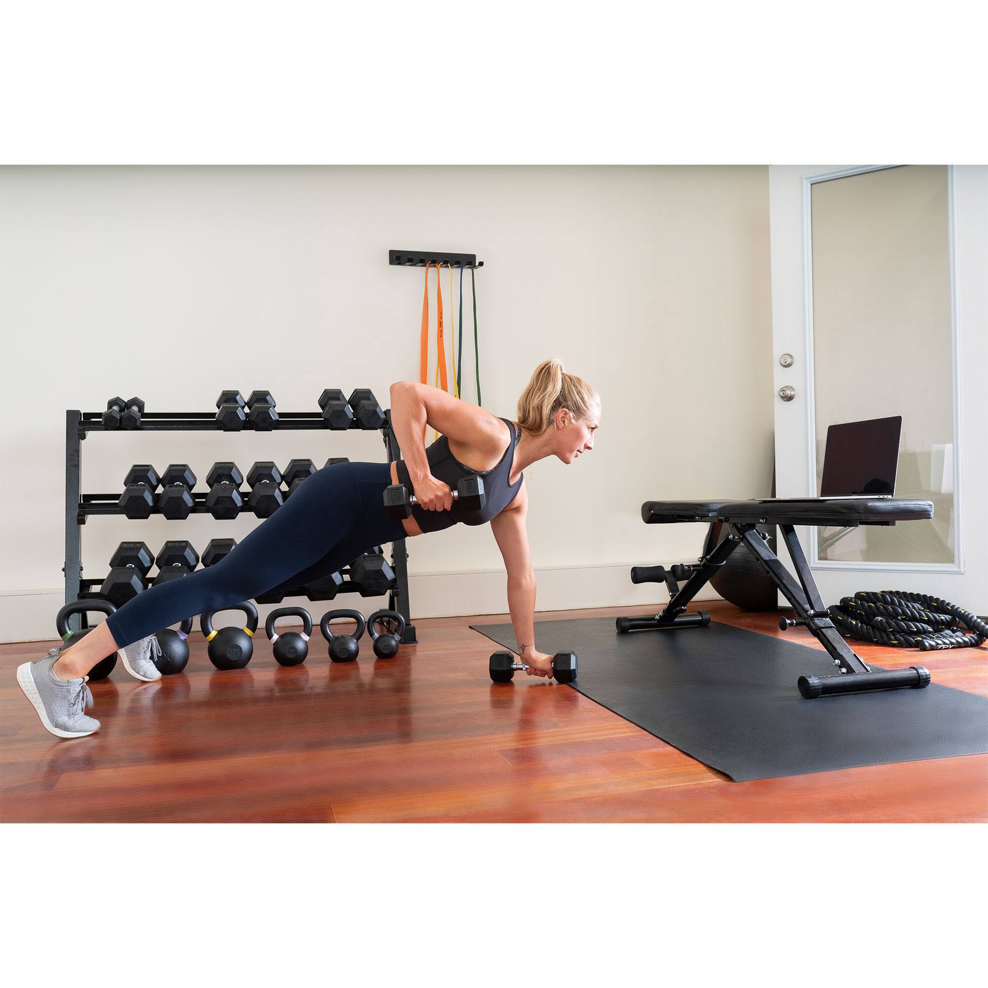 Alt View 1. TRX - TRX Hex Rubber 20 Pound Dumbbell Weight Strength Training Workout Equipment - Black.