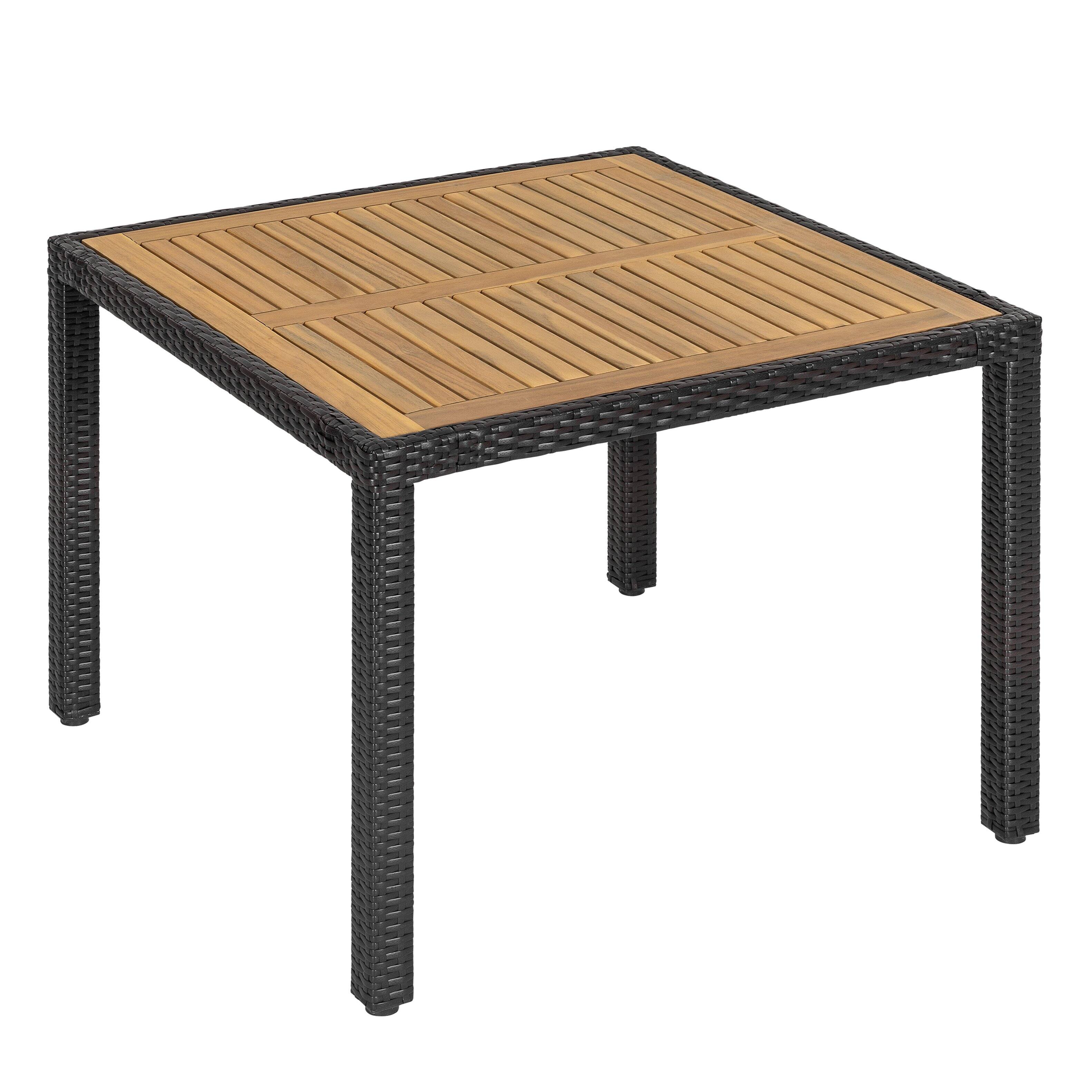 Alt View 10. Nuu Garden - 5-Piece Acacia Wood Wicker Patio Dining Set with Cushions - Black.