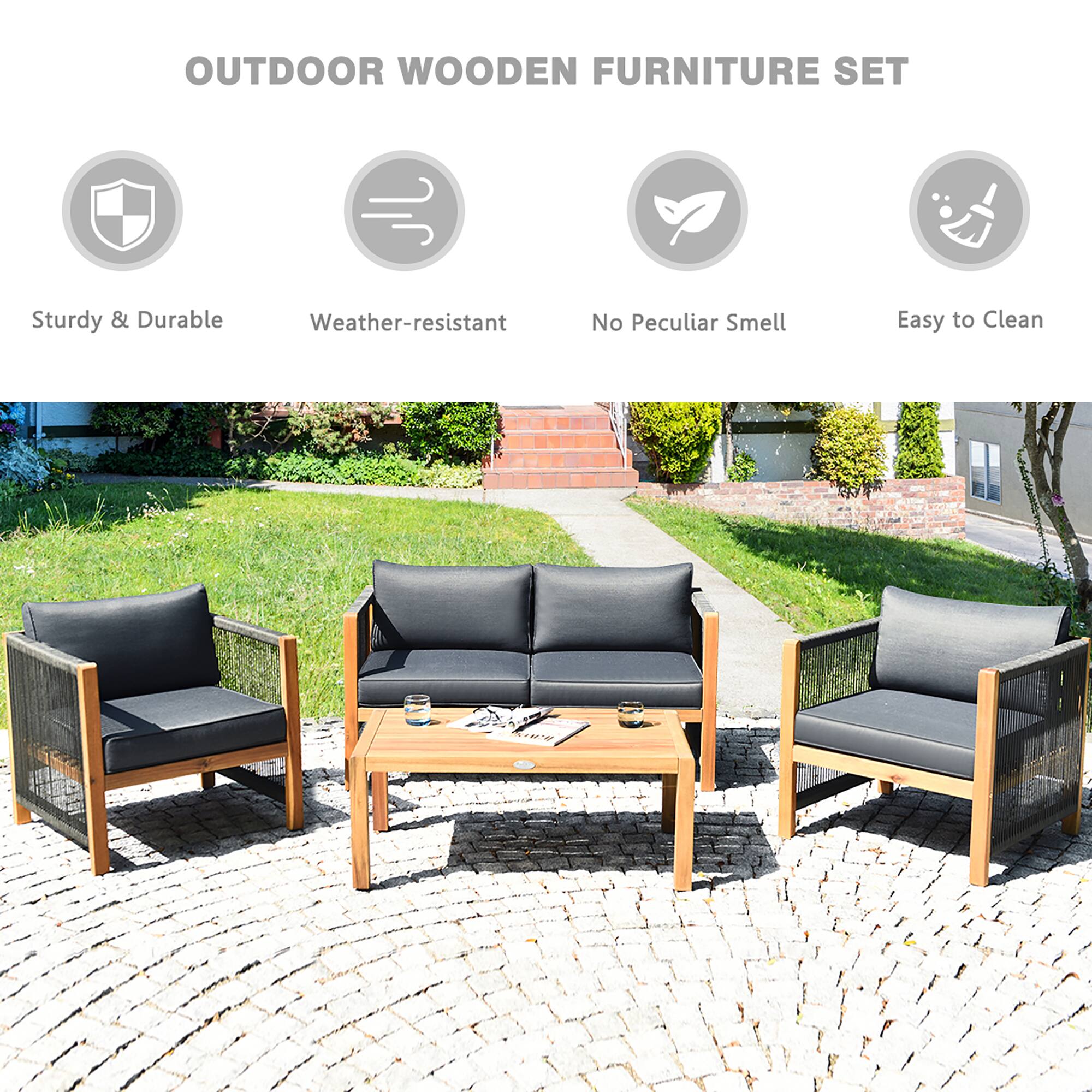 OUTDOOR WOODEN FURNITURE SET
Sturdy & Durable
Weather-resistant
No Peculiar Smell
Easy to Clean