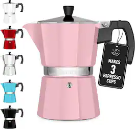 Zulay Kitchen - Moka Pot Espresso Stovetop Coffee Maker (3 Espresso Cups) - Pink