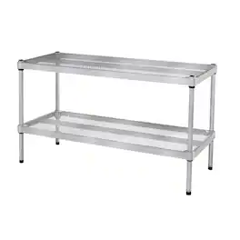 Design Ideas - MeshWorks 2 Tier Full-Size Metal Storage Shelving Unit Rack - Silver