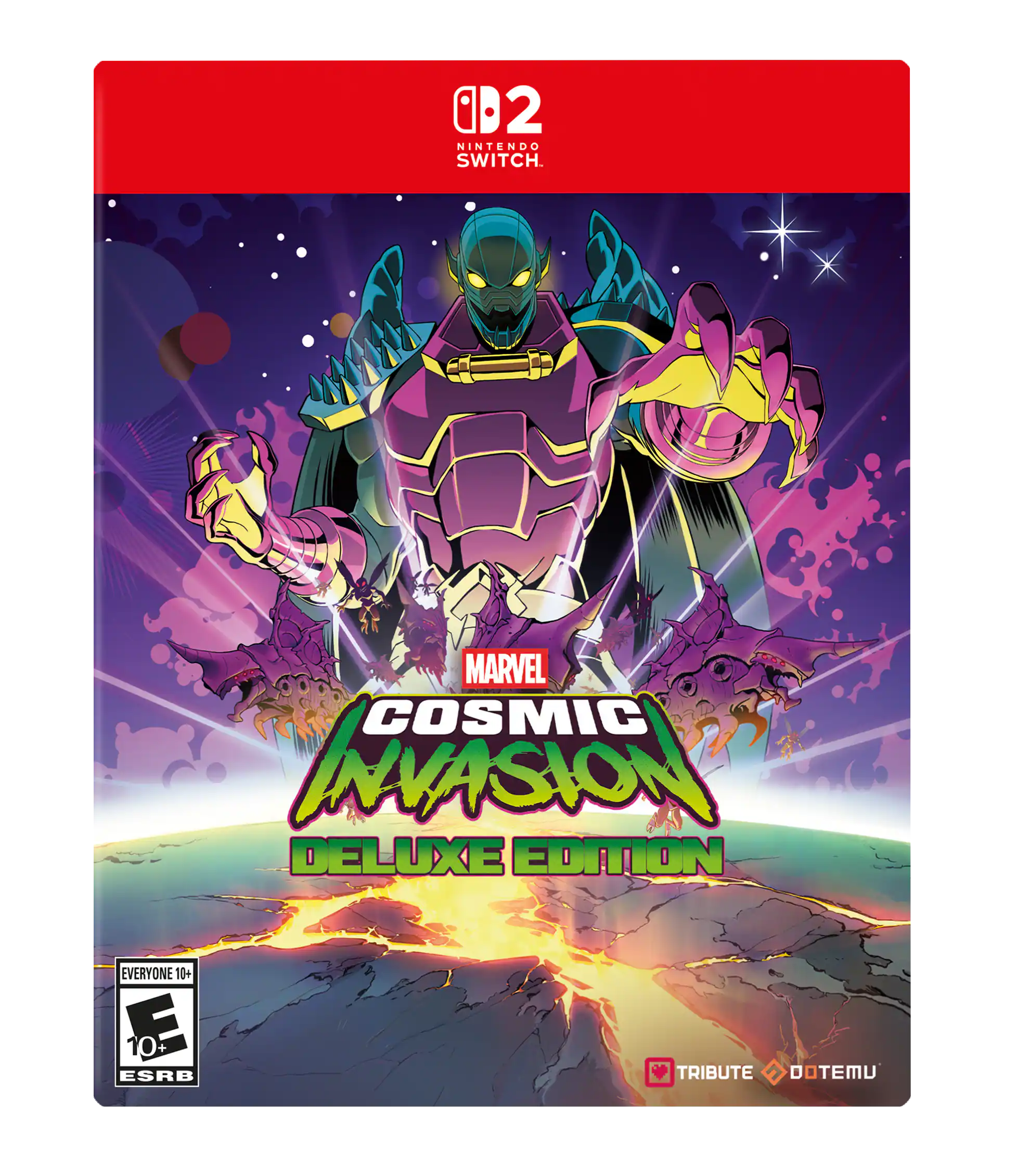 0D2 NINTENDO SWITCH. MARVEL COSMIC INVASION DELUXE EDITION EVERYONE 10+ E 10+ ESRB TRIBUTE DOTEMU