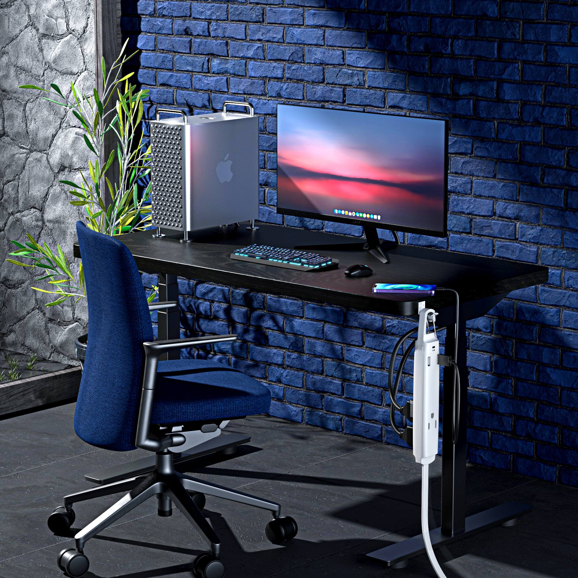 Alt View 6. Maximm - 360° Rotating Flat Plug Extension Cord with USB Ports and a Removable Hook 10 ft (16 Gauge) UL Certified - White.