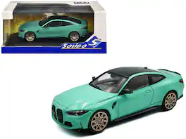 2023 BMW M4 Competition (G82) Top 1/43 Diecast Model Car by Solido - Mint Green with Black