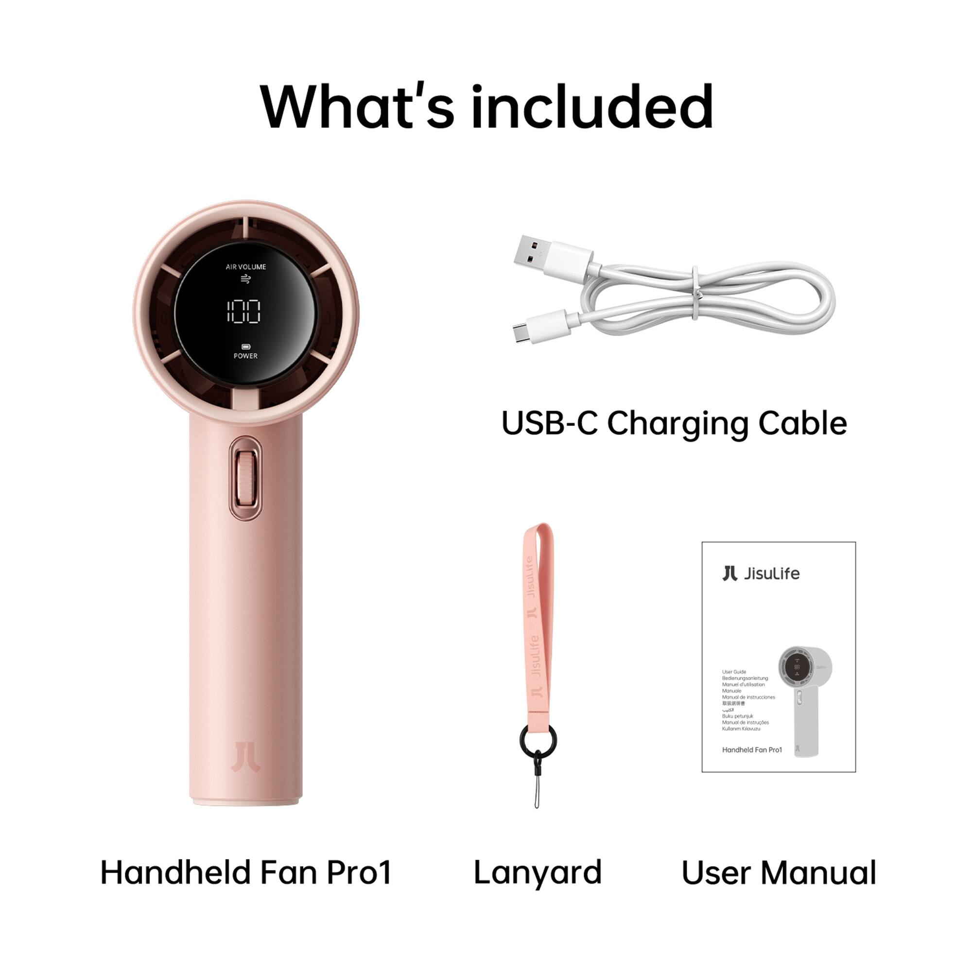 What's included

- AIVOLIAAN PORER USB-C Charging Cable
- JisuLite
- JisuLife
- Handheld Fan Pro1
- Lanyard
- User Manual
