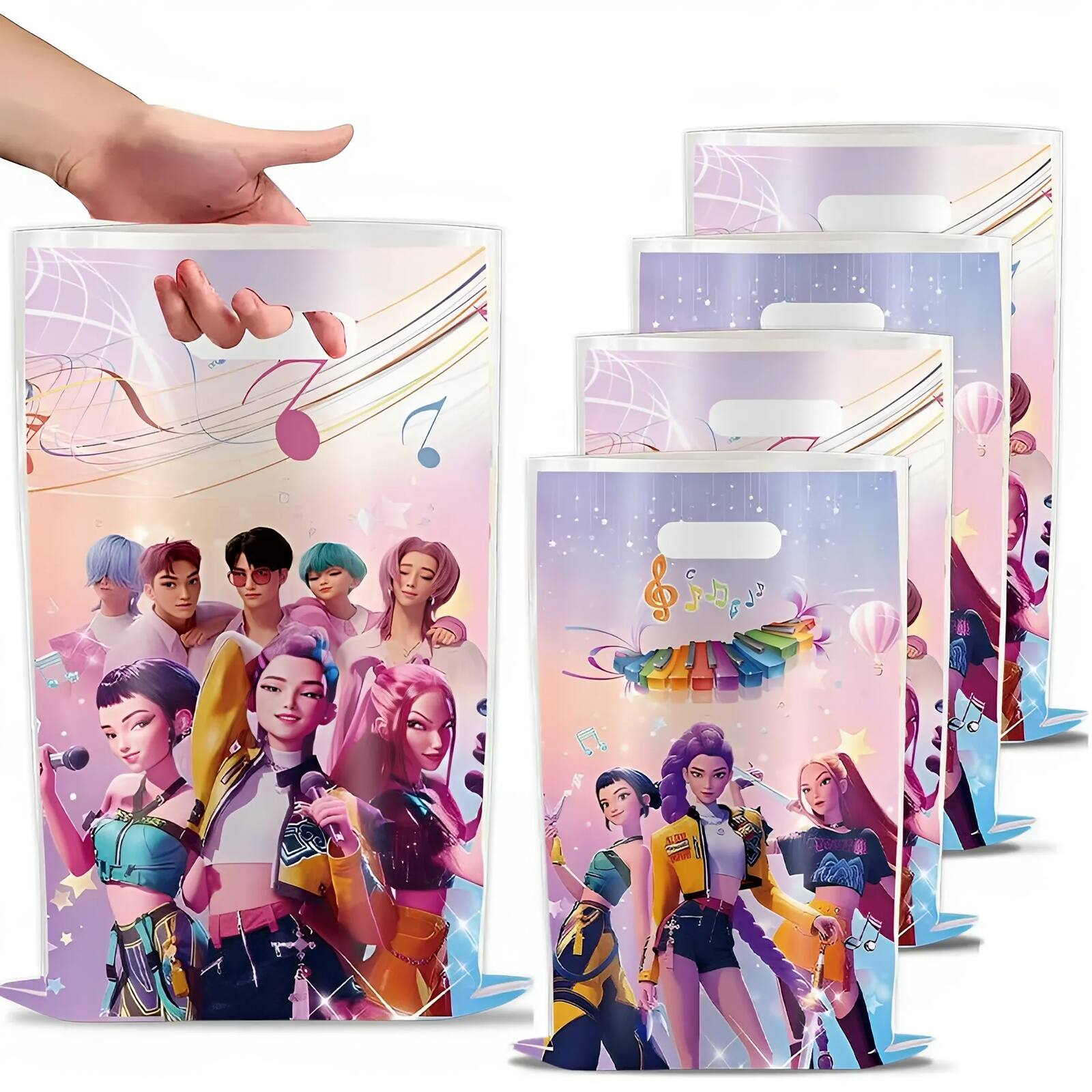 MITAOSLIM - 60 PCS KPop Demon Hunters Party Gift Bags, Plastic Party Favor Small Goodie Bags for Kids Birthday Party, Christmas