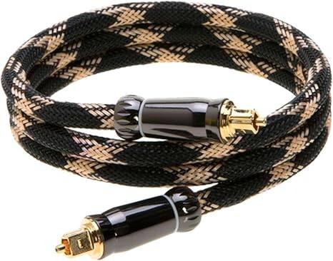 Angle. Cables Direct Online - 3ft Premium Toslink Optical Audio Cable – SPDIF Digital Fiber Optic Sound Cord – Braided Mesh - Black/Gold.