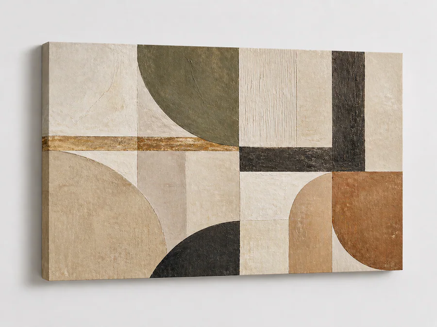 FC Design Large Canvas 24x36" Abstract Textured Geometric Painting ...