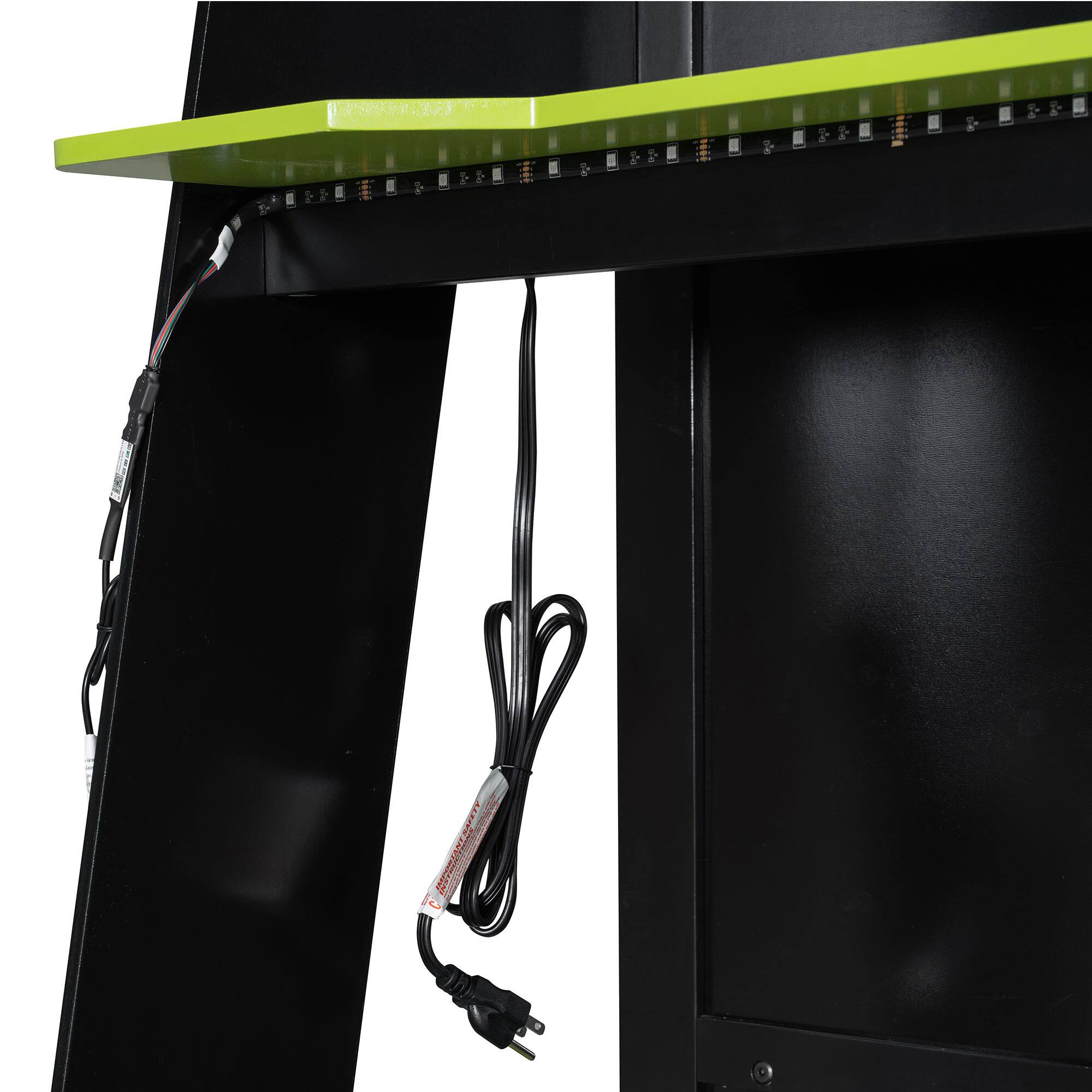 Alt View 9. Anysun - Twin Size Wood Loft Bed with Desk, Multi-storage Shelves and RGB Light - Green.