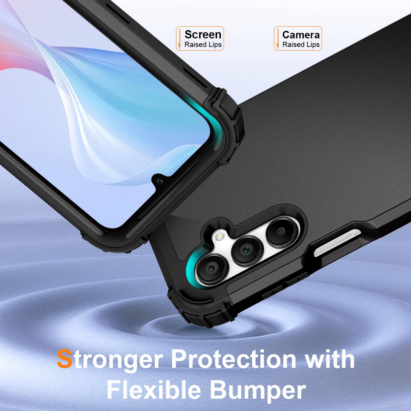 Screen Raised Lips  
Camera Raised Lips  
Stronger Protection with Flexible Bumper