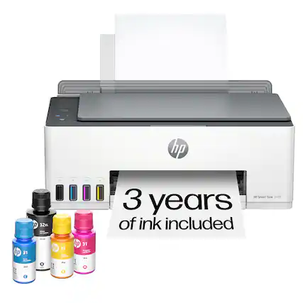 HP Smart Tank 5101
3 years of ink included
HP 31 - Cyan Ink Bottle (50ml)
HP 31 - Magenta Ink Bottle (50ml)
HP 31 - Yellow Ink Bottle (50ml)
HP 32XL - Black Ink Bottle (135ml)