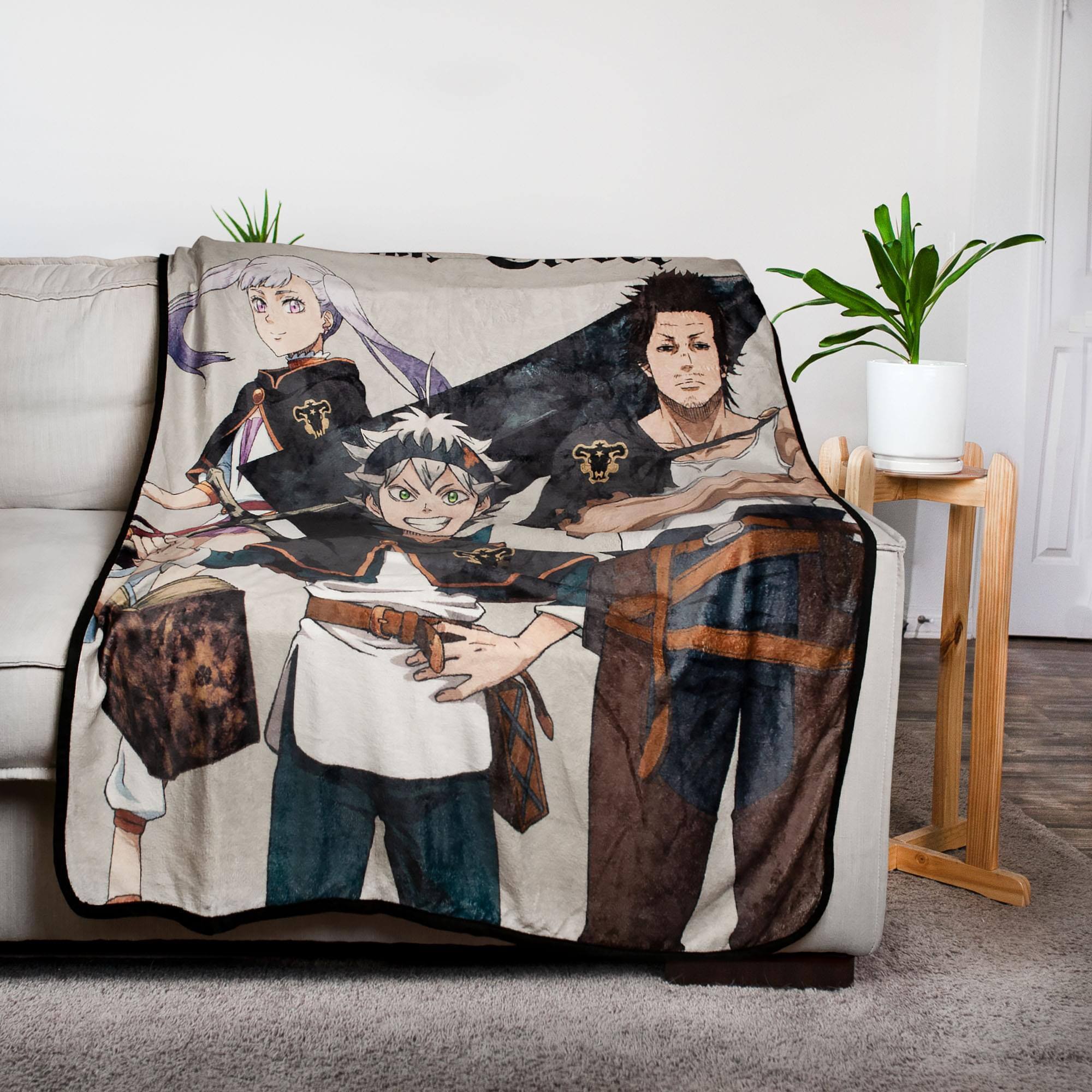 Alt View 1. Just Funky - Black Clover Fleece Throw Blanket | 45 x 60 Inches - Grey.