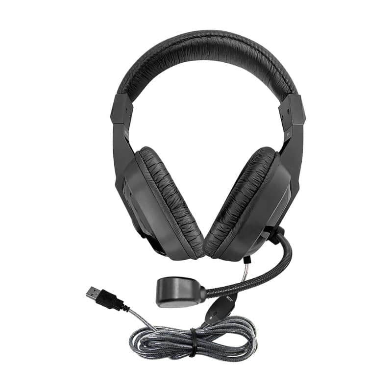 HamiltonBuhl - WorkSmart Plus Deluxe Headset - USB with Boom gooseneck microphone, padded headband Leatherette ear cushions