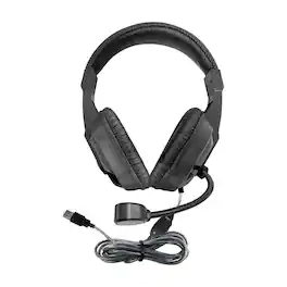 HamiltonBuhl - WorkSmart Plus Deluxe Headset - USB with Boom gooseneck microphone, padded headband Leatherette ear cushions