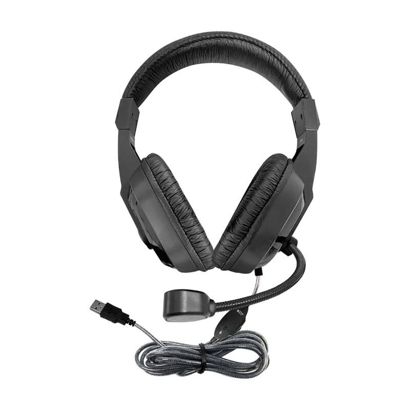 Front. HamiltonBuhl - WorkSmart Plus Deluxe Headset - USB with Boom gooseneck microphone, padded headband Leatherette ear cushions.