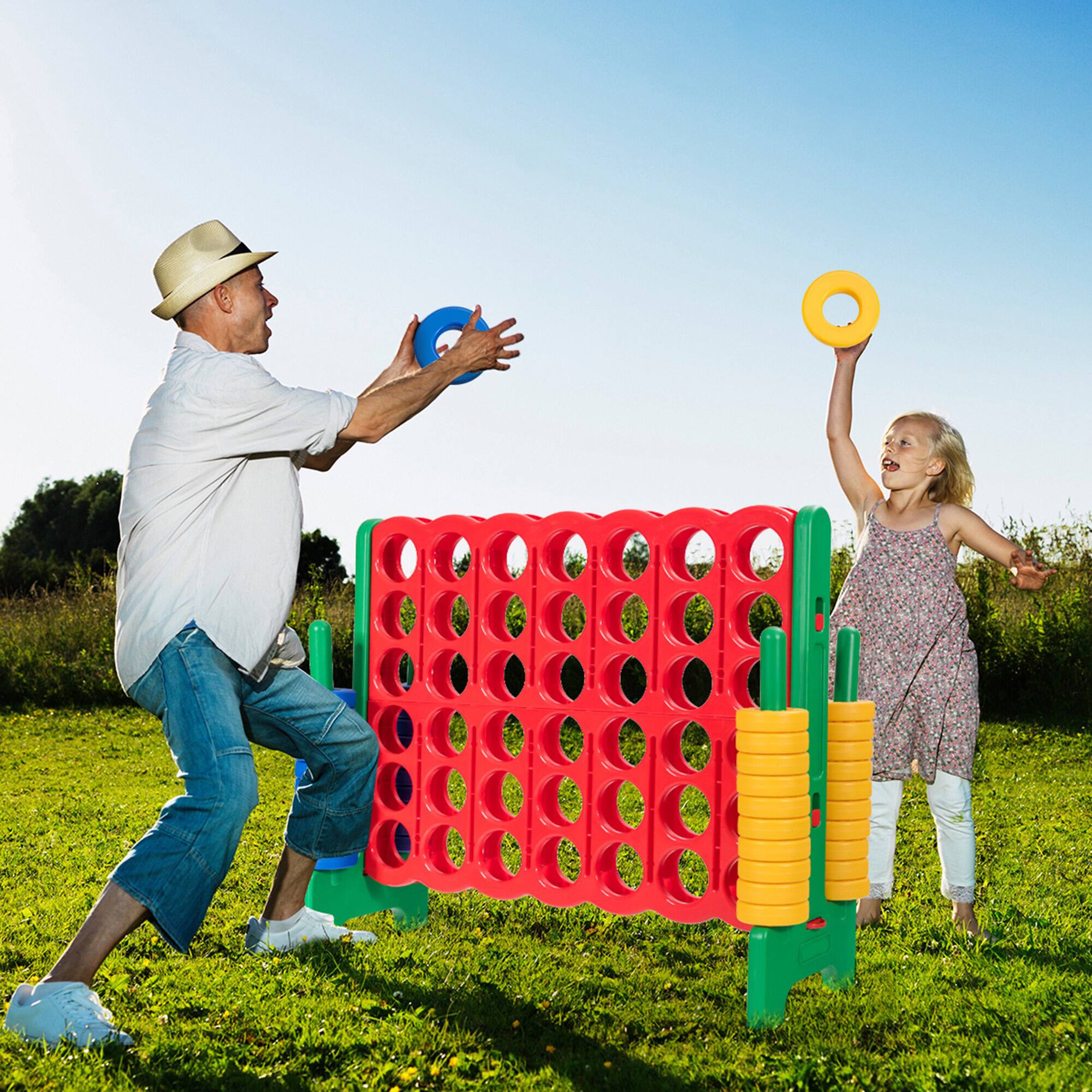 Alt View 2. Gymax - Gymax Jumbo 4-to-Score Game Set Giant 4 in A Row Kids Adults 42 Jumbo Rings.