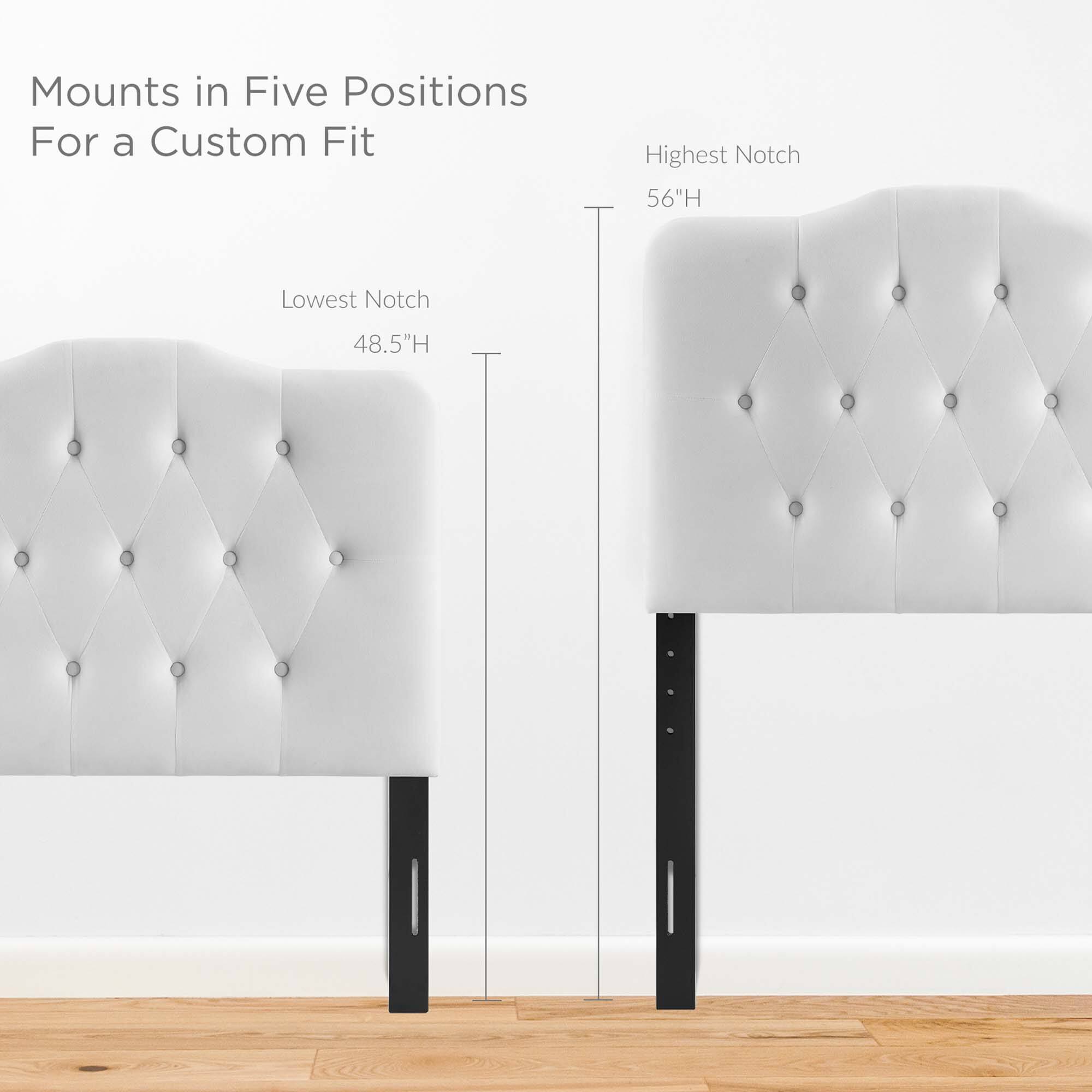 Mounts in Five Positions  
For a Custom Fit  

Lowest Notch  
48.5"H  

Highest Notch  
56"H