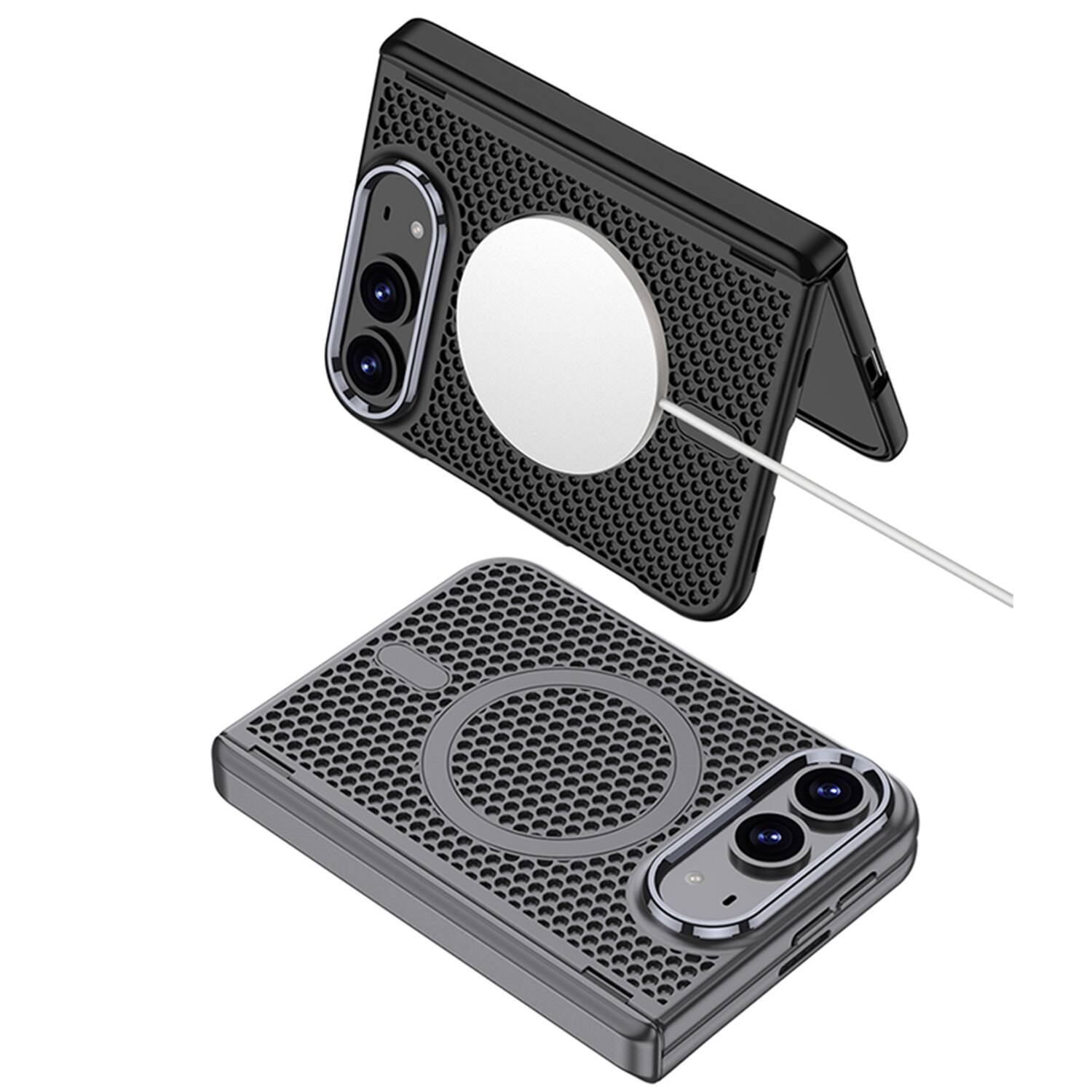 Alt View 3. Dteck - for Apple iPhone Duo Heat Dissipation Case with Built-in Screen Protector & Hinge Protection,Slim Hard PC Phone Shell - Gray.