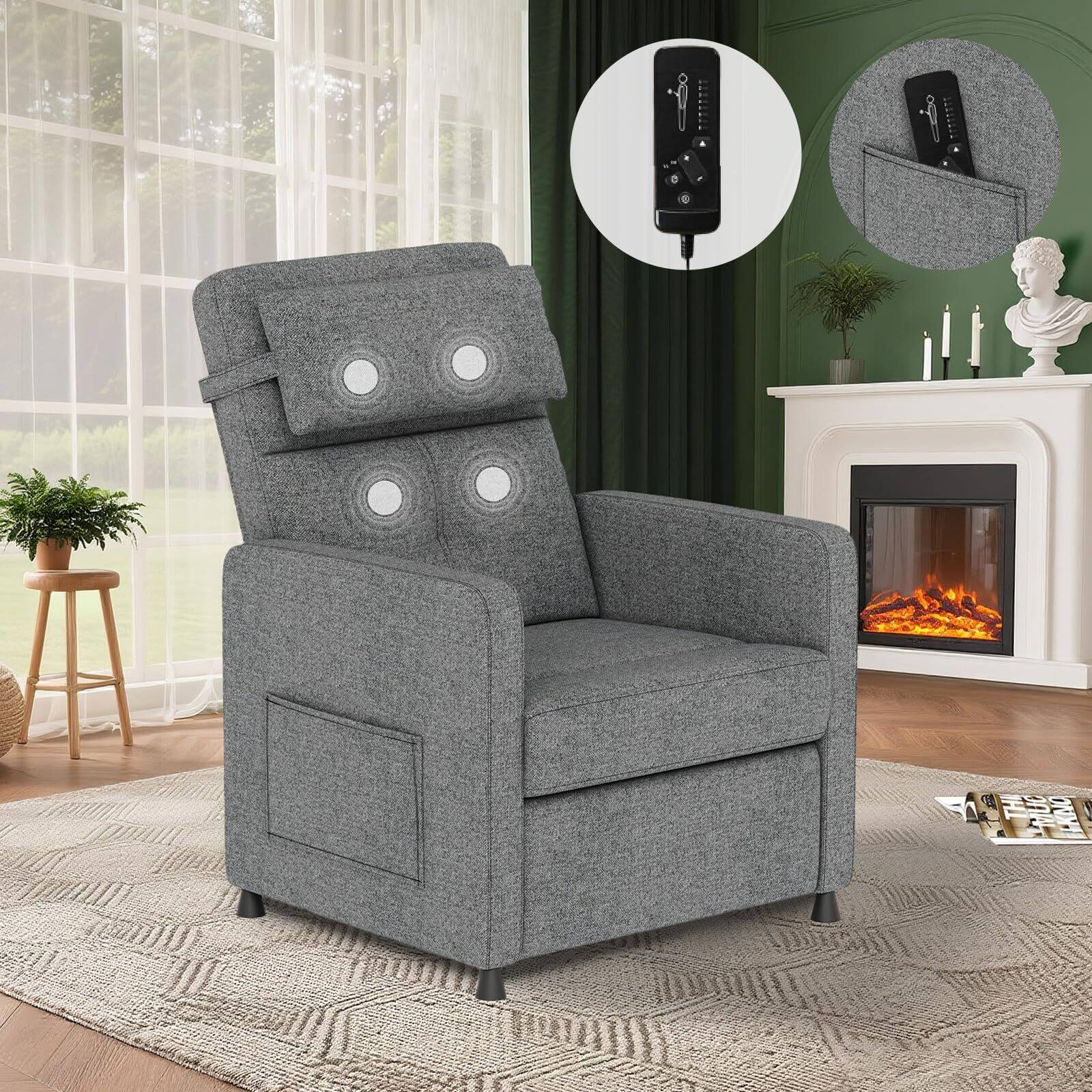 Alt View 2. Jojoka - Recliner Chair Electric Reclining Sofa Adjustable Power Recliner Lazy Chair Home Theater Seating - Grey.