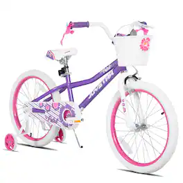 JOYSTAR - Petal 16 Inch Kids Bike for Ages 4-7 Girls, Children's Bicycle with Training Wheels & Basket - Purple