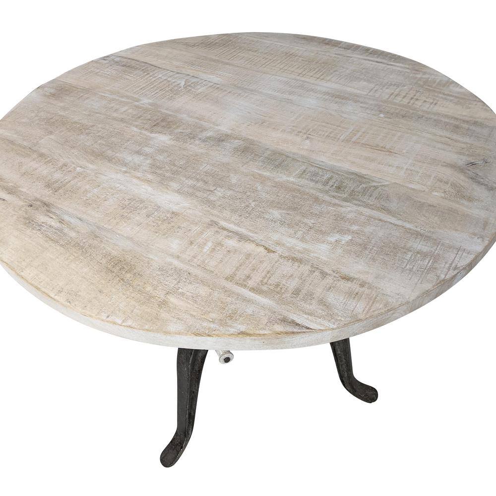 Alt View 3. Carolina Chair & Table - Bentley Adjustable Crank Table - Natural Driftwood Top - Aged Iron Base - Brown.