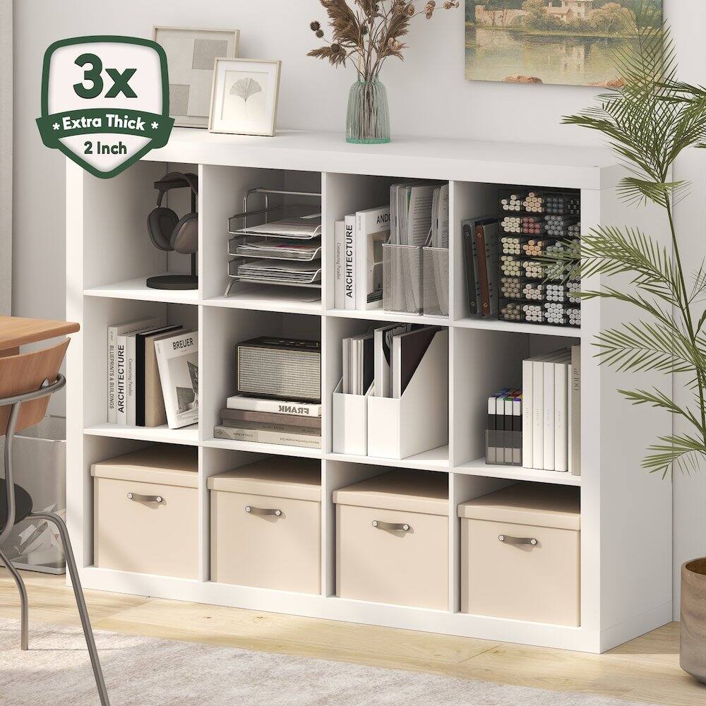 Furinno CUBICLE Book Shelf, 12 Cube Super Thick Frame Bookshelf ...