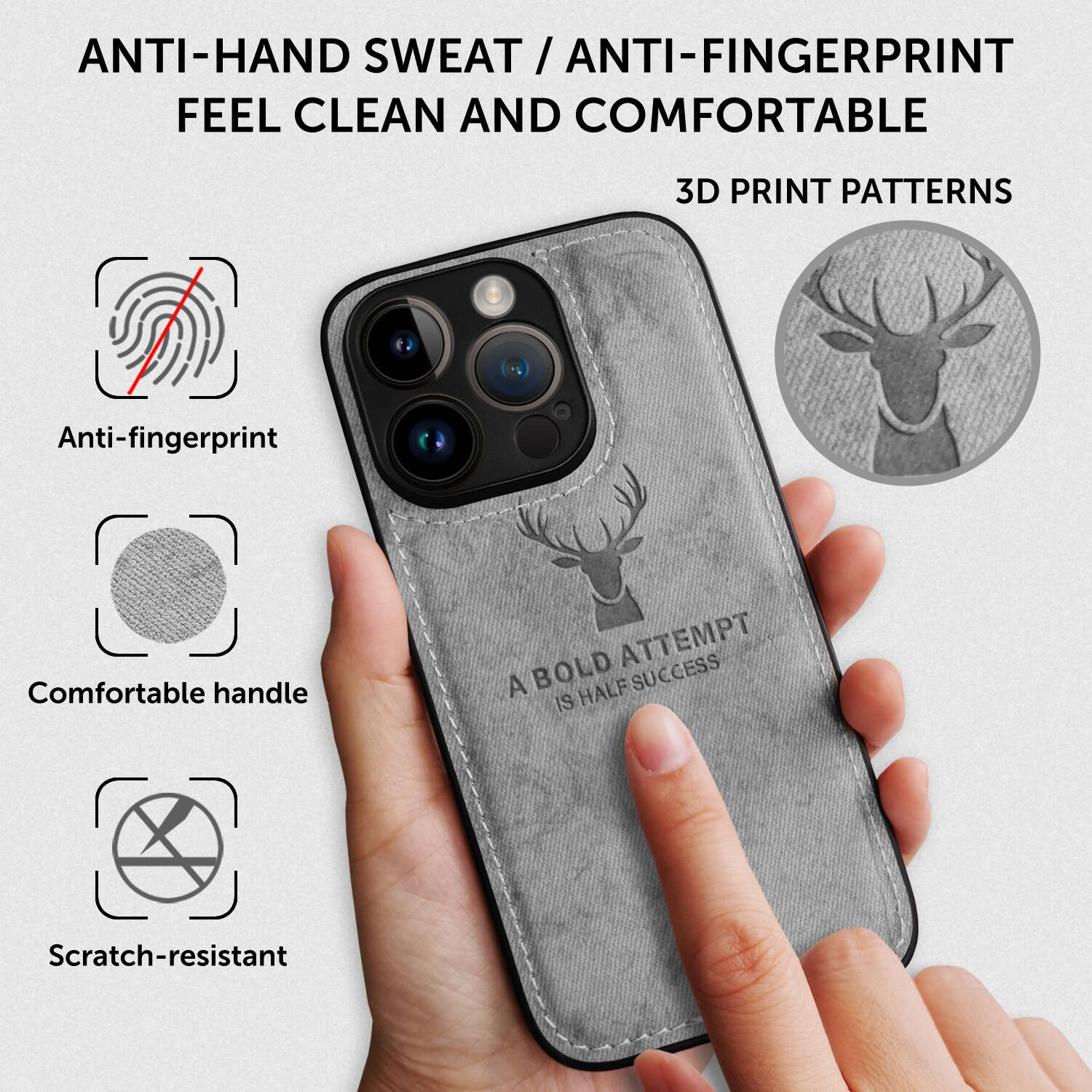 ANTI-HAND SWEAT / ANTI-FINGERPRINT
FEEL CLEAN AND COMFORTABLE
Anti-fingerprint
3D PRINT PATTERNS
Comfortable handle
Scratch-resistant
A BOLD ATTEMPT IS HALF SUCCESS
