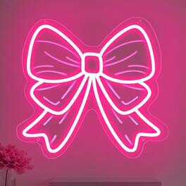 Comfort Essence - Bow Mirror Neon Sign Lighted Wall Decor For Makeup Vanity Aesthetic Gift Her 15" 12 7" Unique DesignWall - Baby Pink D-Bow-Large
