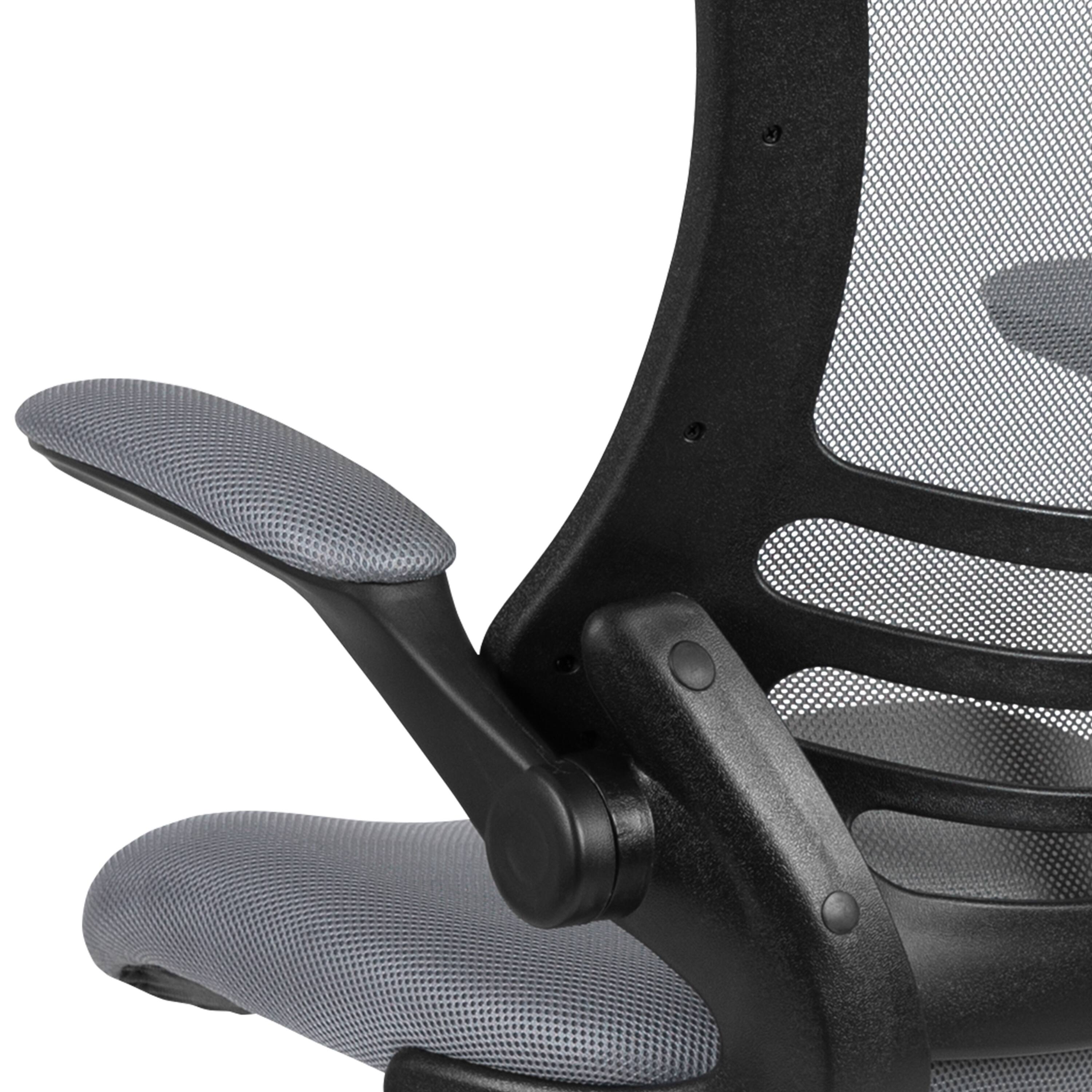 Alt View 10. Emma + Oliver - Mid-Back Mesh Ergonomic Drafting Chair with Foot Ring and Flip-Up Arms - Dark Gray Mesh/Black Frame.