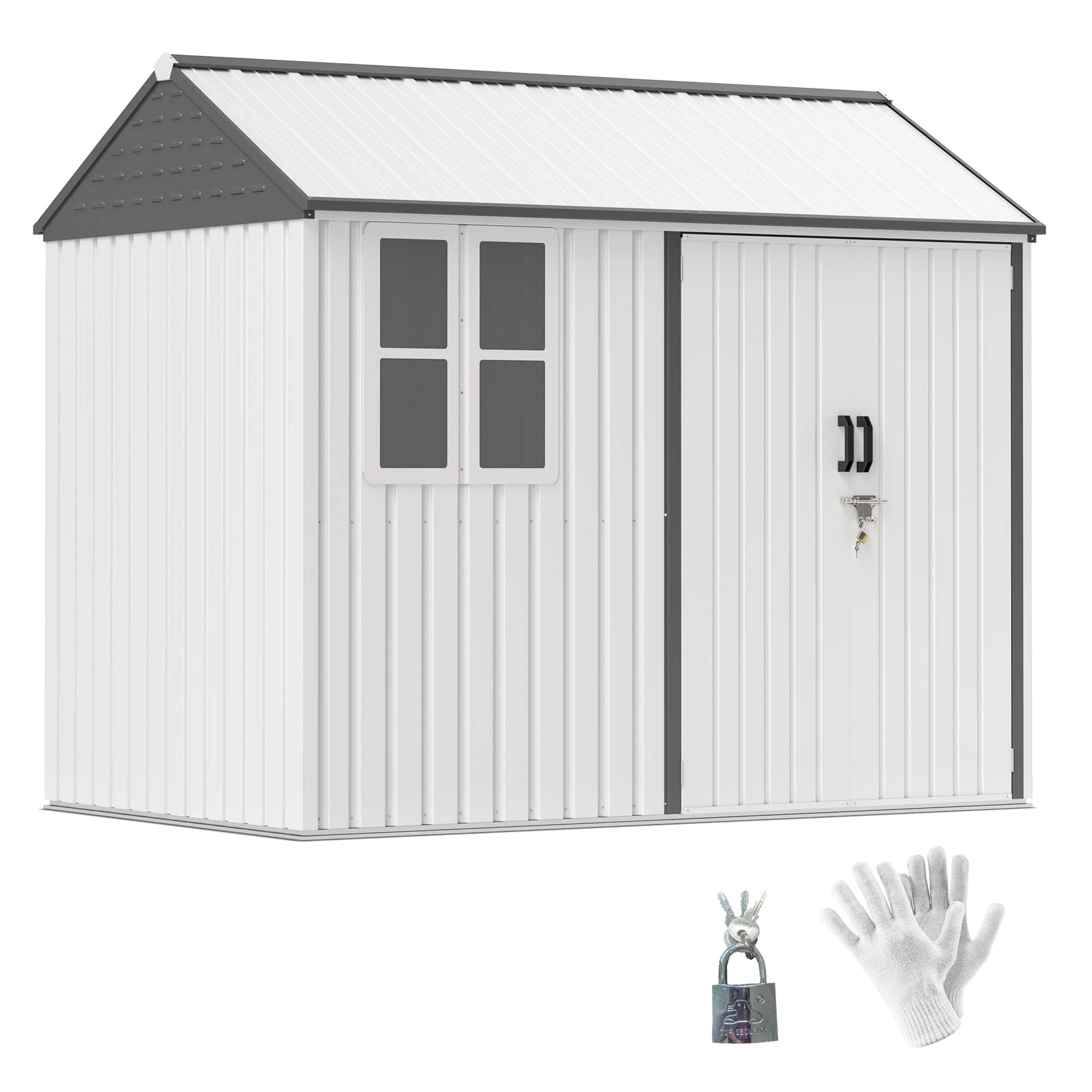 Outsunny - 8' x 6' Outdoor Storage Shed, Metal Garden Shed with Window & Double Lockable Door, Outdoor Tool Shed Storage price history on PriceWatchPro
