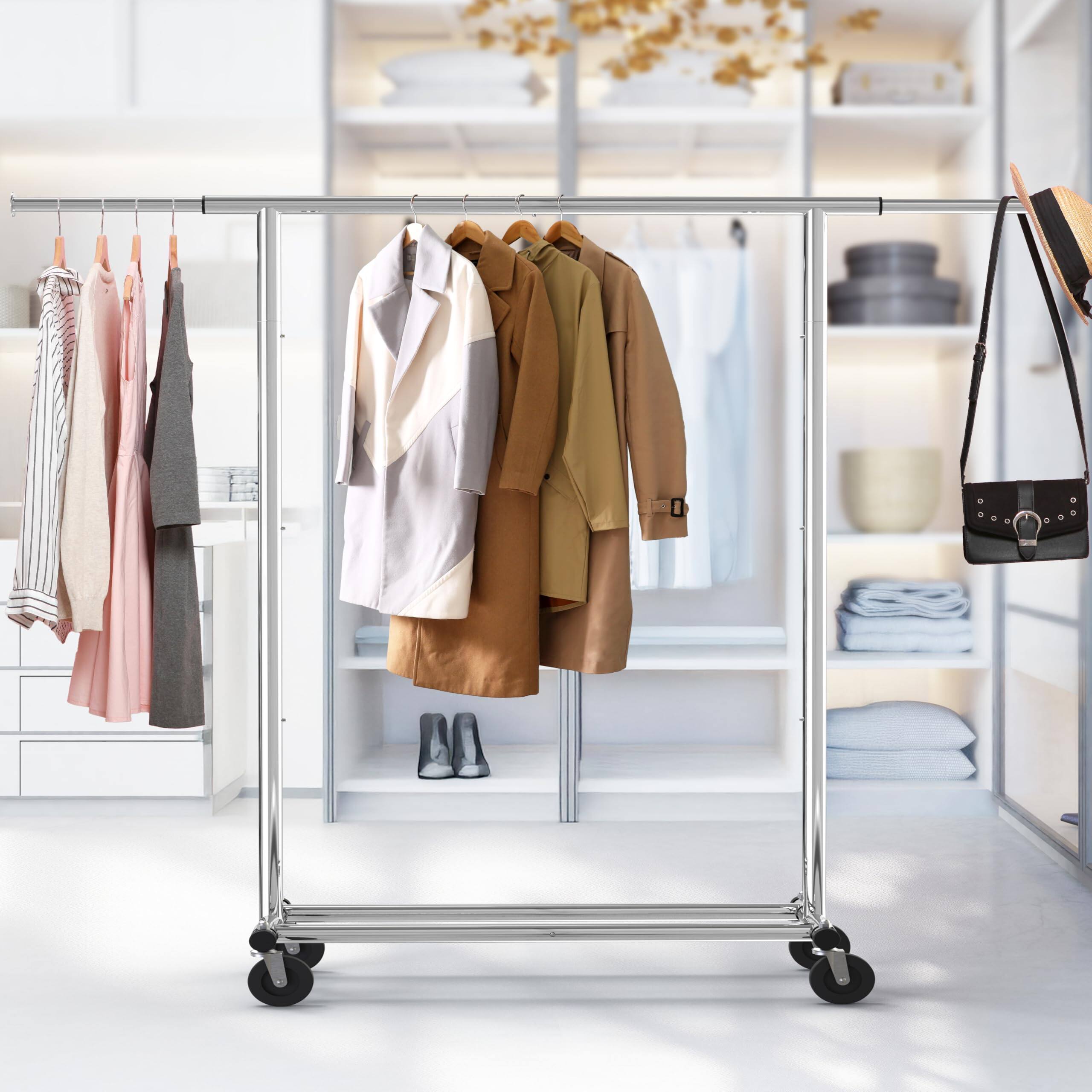 Alt View 3. Hirose Alice - Simple Houseware Heavy Duty Clothing Garment Rack  Holds Up to   42 to Rod  Chrome - Black Heavy Duty.