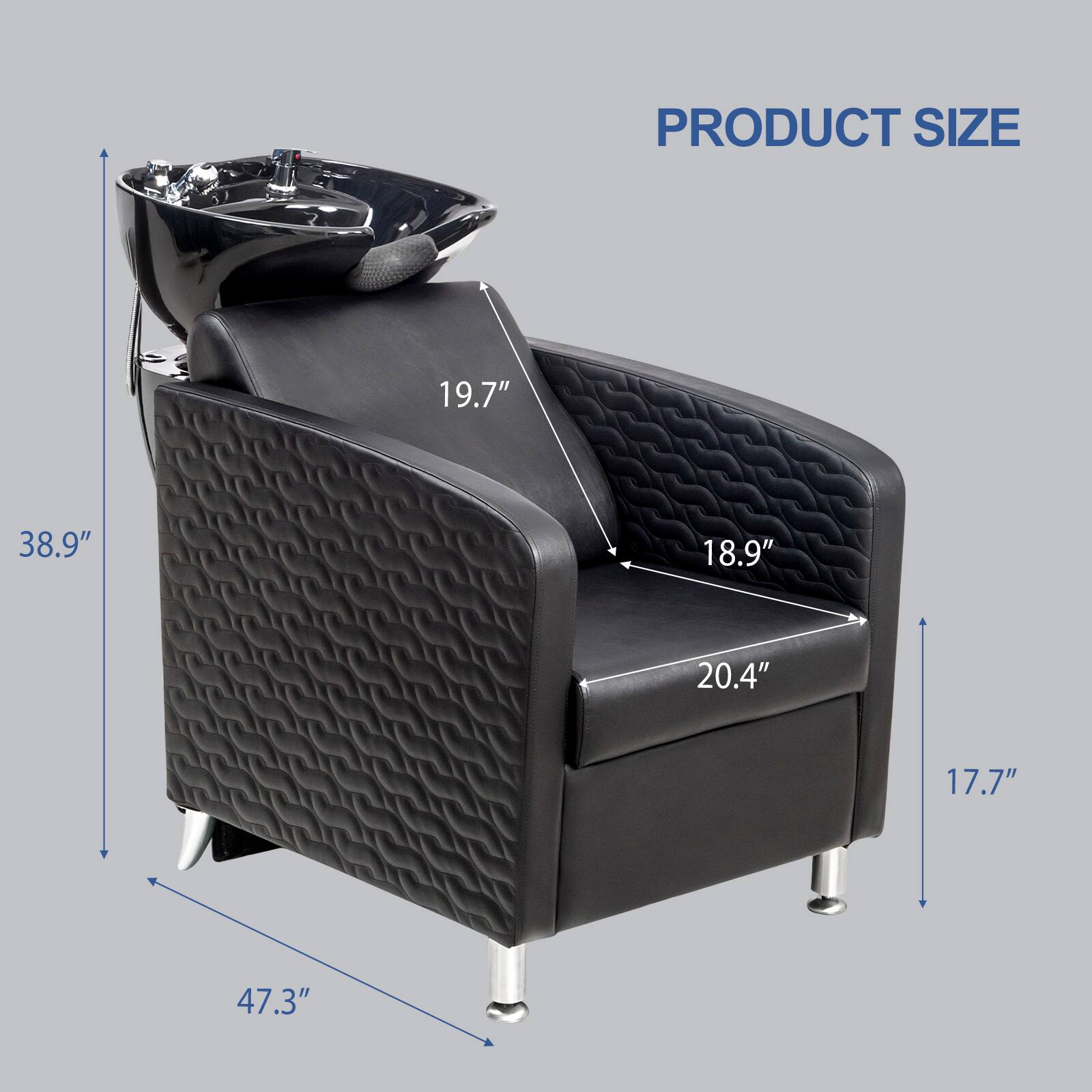 PRODUCT SIZE

19.7"  
38.9"  
18.9"  
20.4"  
17.7"  
47.3"
