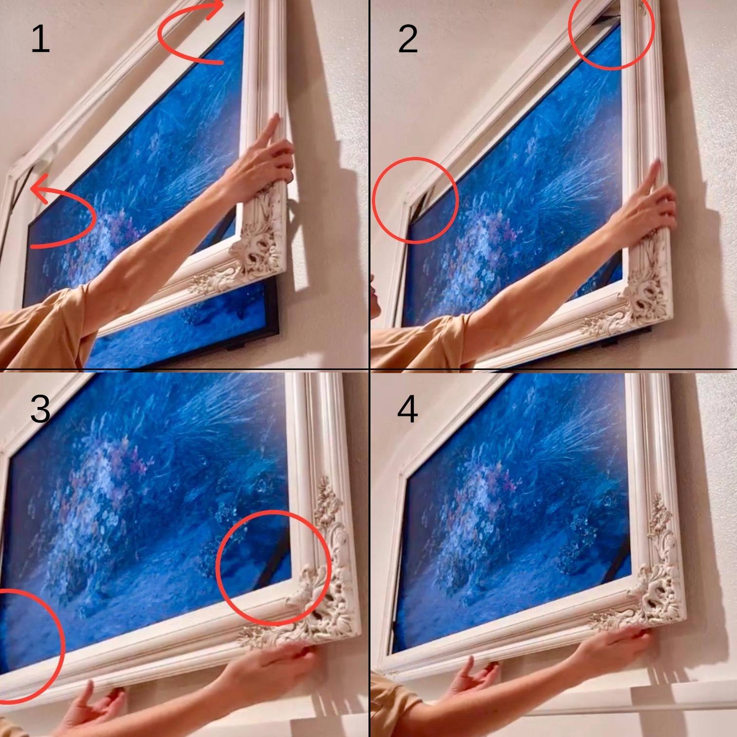 Alt View 6. LAREDO FRAME FACTORY - 50 inch Handmade ornate Tv frame for Samsung The Frame tv and Frame Pro Model - LIGHT GOLD.