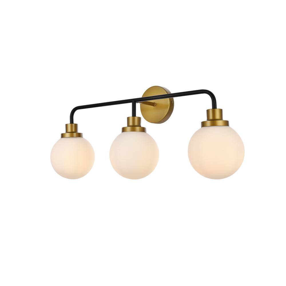 Alt View 2. Living District - Hanson 3 lights bath sconce in black with brass with frosted shade - Black And Brass And Frosted Shade.