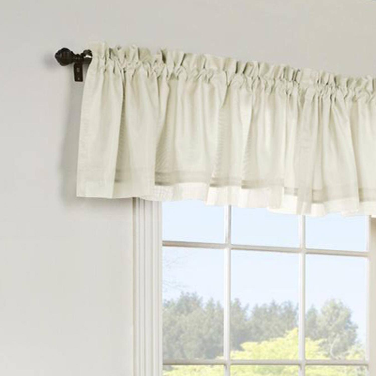 Angle. Commonwealth Home Fashions - Commonwealth Rhapsody Lined Rod Pocket Valance Flat Window Dressing - 54x15" Ivory - Ivory.
