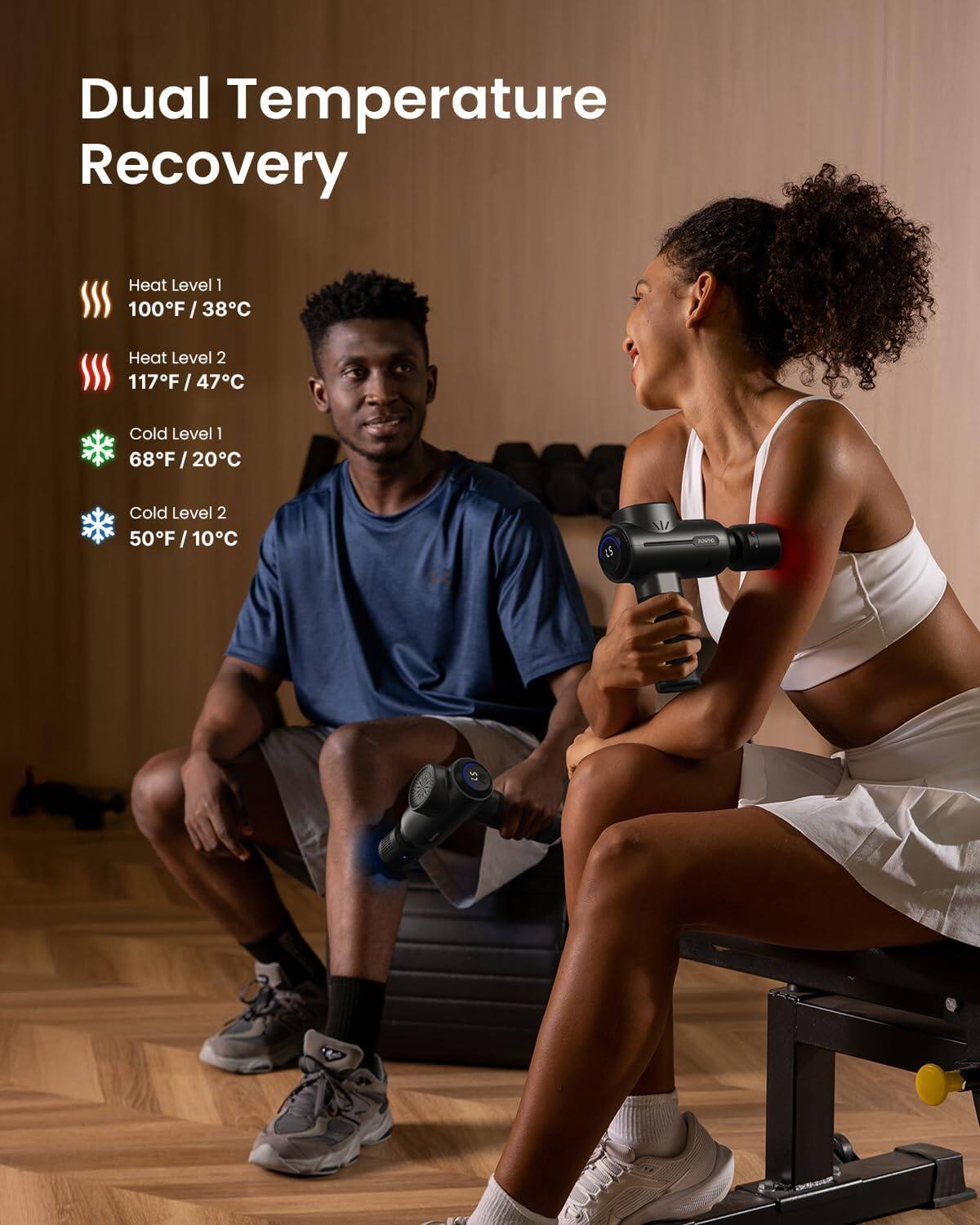Dual Temperature Recovery

Heat Level 1: 100°F / 38°C  
Heat Level 2: 117°F / 47°C  
Cold Level 1: 68°F / 20°C  
Cold Level 2: 50°F / 10°C