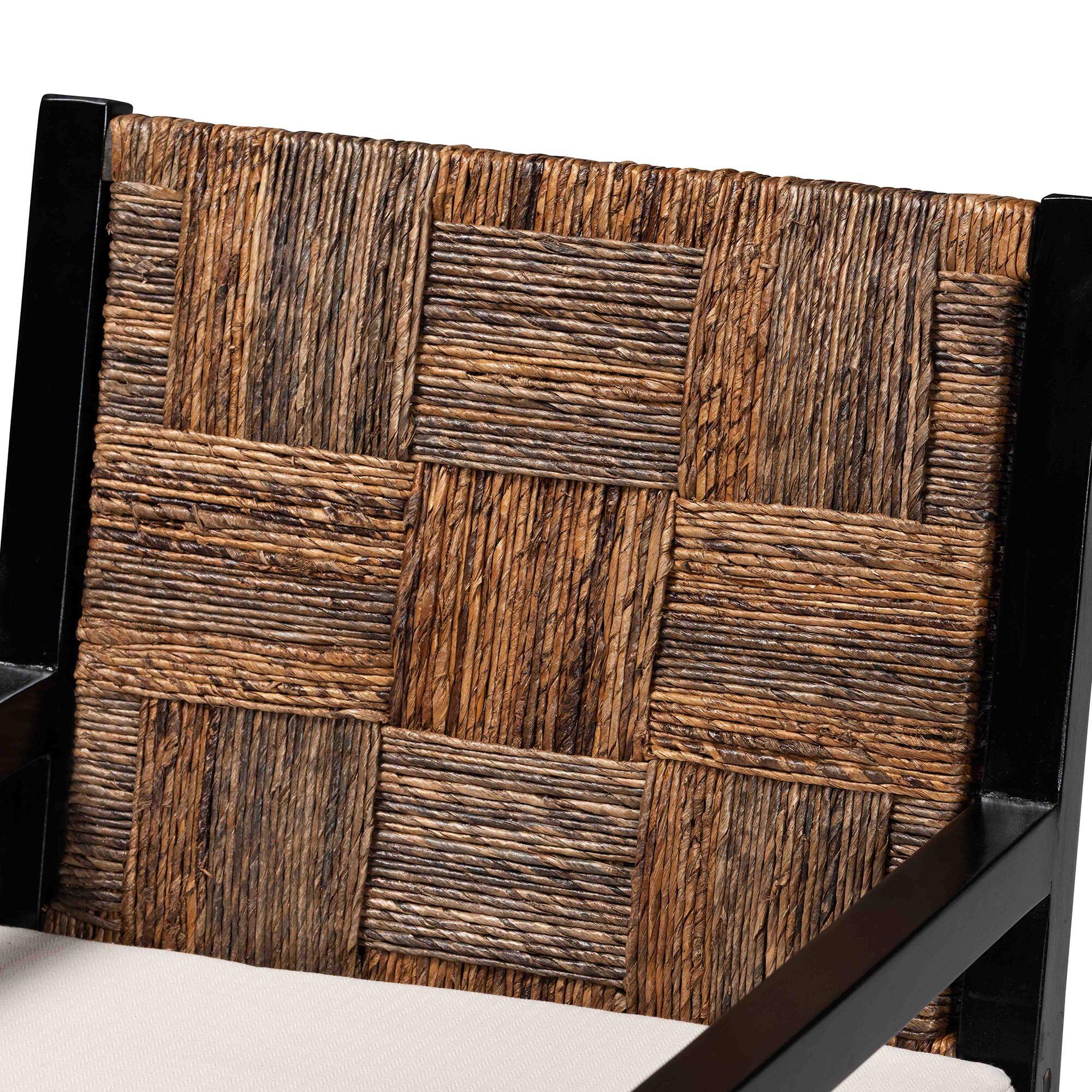 Back. bali & pari - Raniya 2-Piece Handwoven Seagrass Armchairs - Solid Mango Wood Frame Dining Chair with Woven Seat and Backrest - Natural Brown/Black.