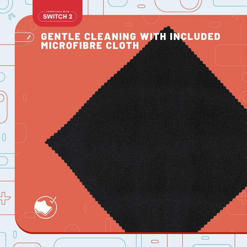 0 COMPATIBLE WITH SWITCH 2 GENTLE CLEANING WITH INCLUDED MICROFIBRE CLOTH +